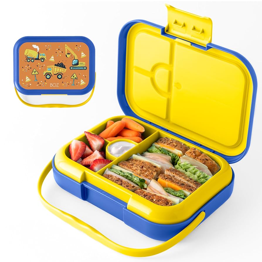 Lunch✨✨ Amazon.com: BOZ Construction Bento Box Kids - 4 Compartment