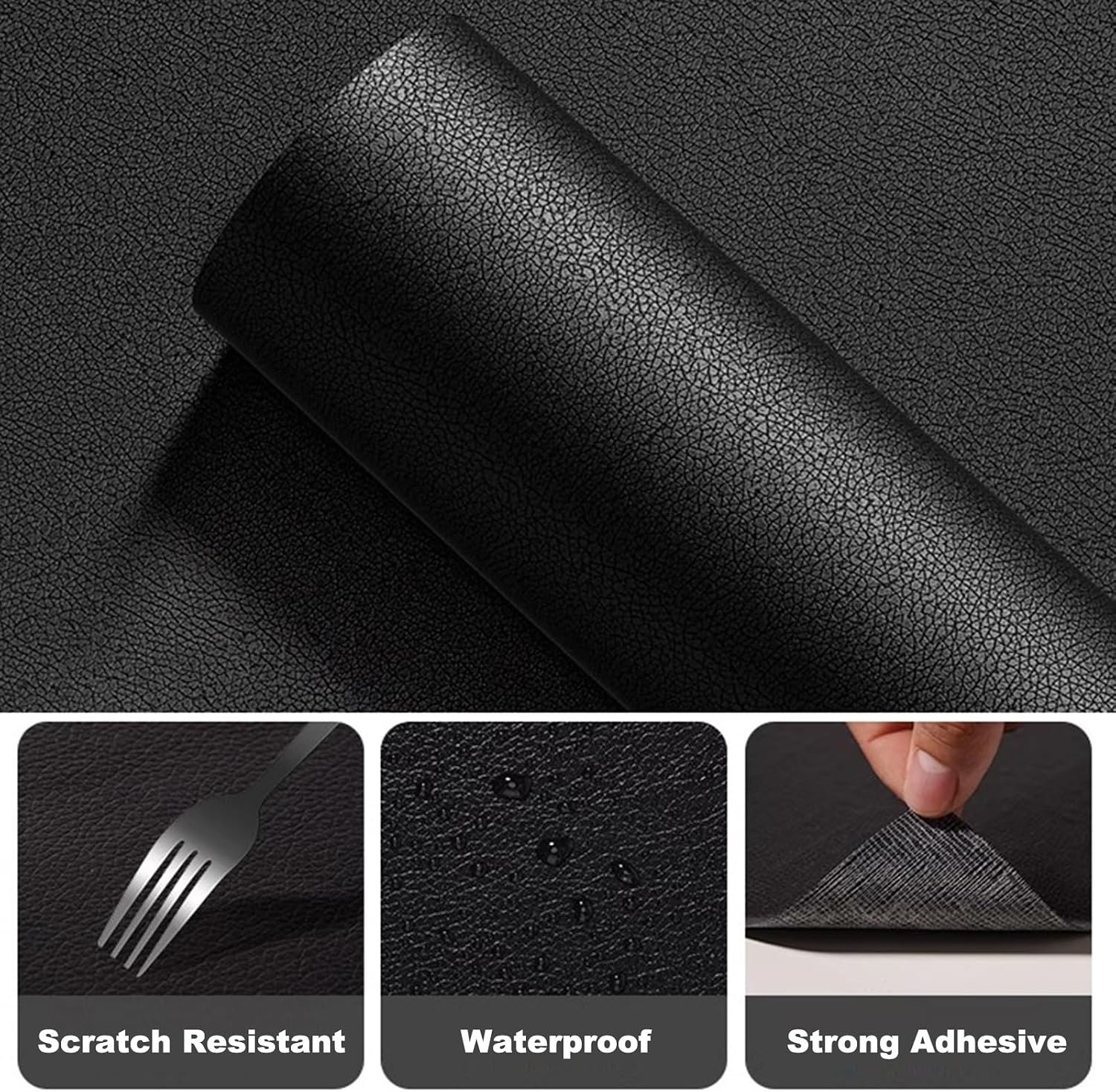 Black Self-Adhesive Leather Repair Patch, Large Leather Tape Upholstery Vinyl Sticker for Couches Sofa Furniture Car Seats Bags(500x69cm)