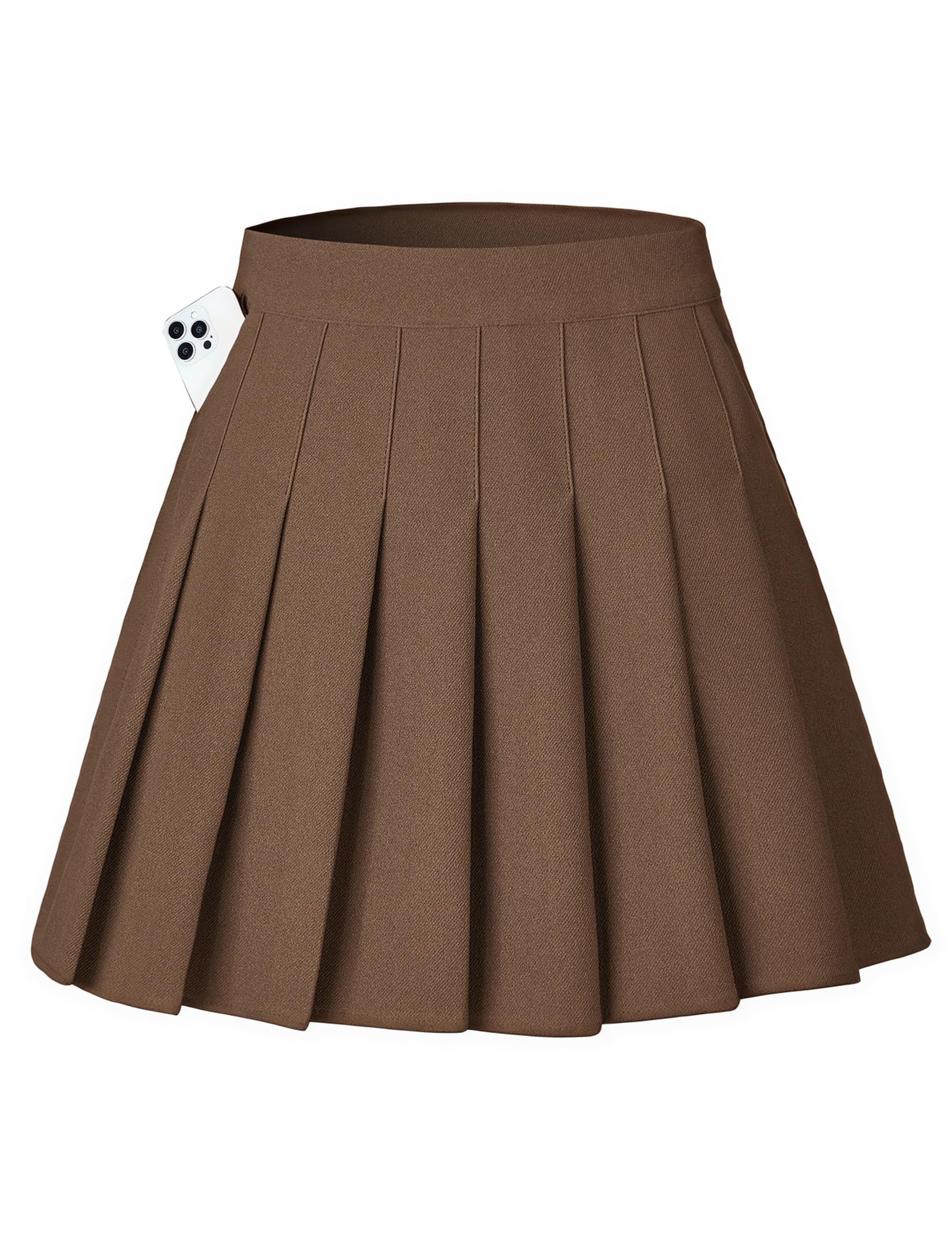 Shestellar Women's High-Waisted Pleated A-Line Mini Tennis Skater Skirt