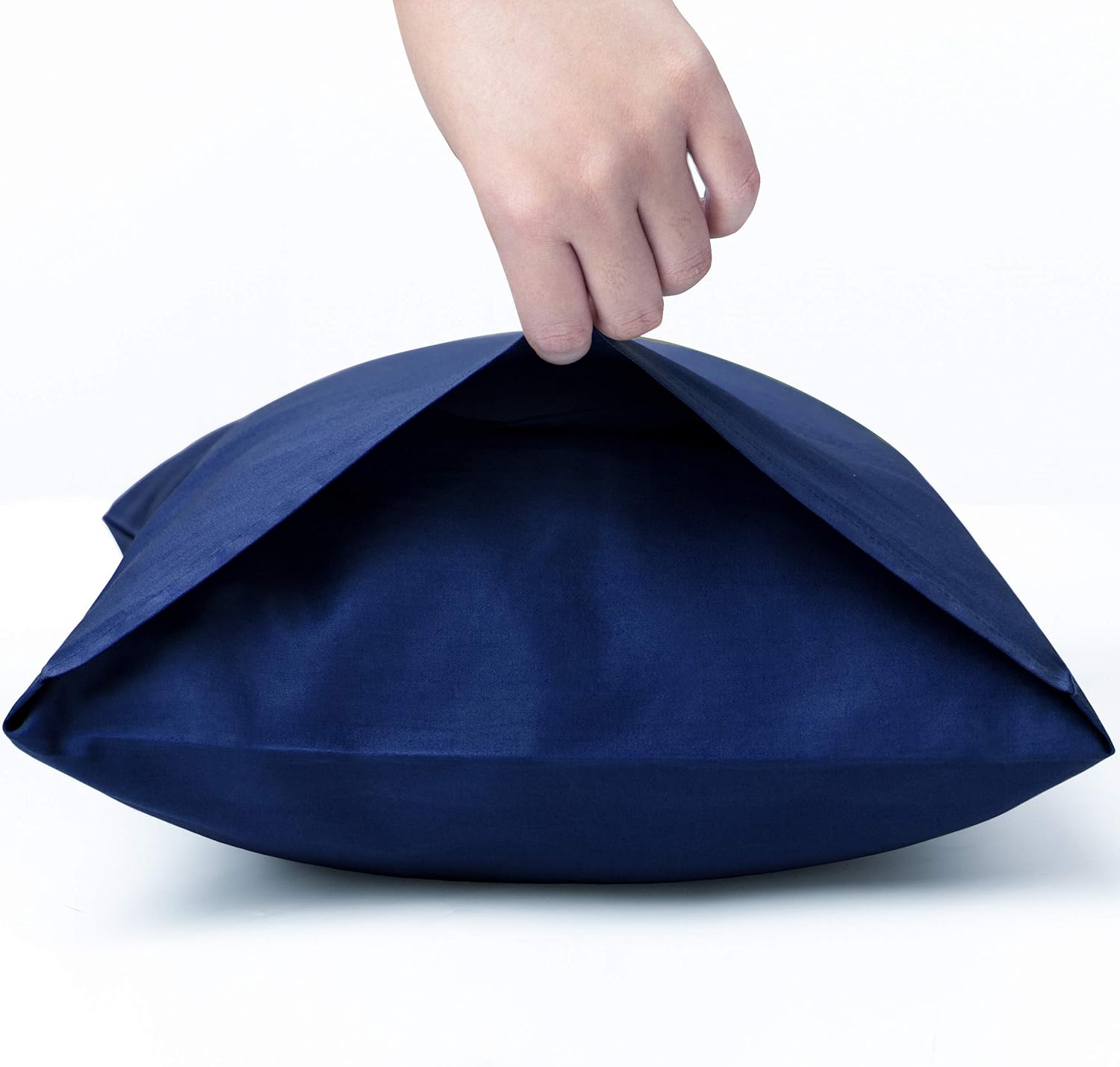 NTBAY Egyptian Cotton Queen Pillowcases - Set of 2, 500 Thread Count Cotton Pillowcases - Soft and Breathable Envelope Closure Pillow Cases - 20x30 Pillow Covers for Bed, Navy Blue - Image 5