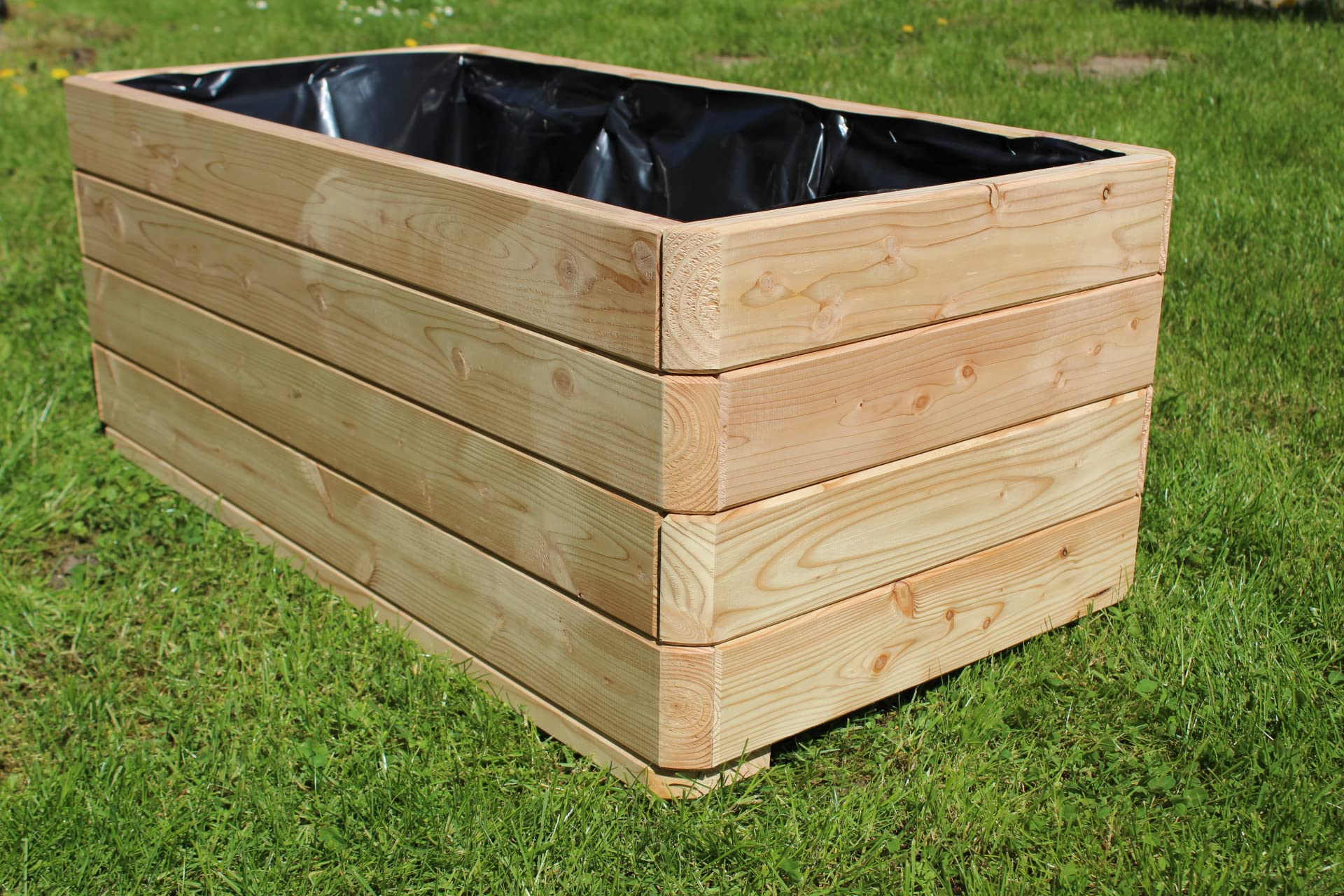 Gartenwelt Riegelsberger Massiver Pflanzkasten Mammut 100x50x39 cm aus Lärchenholz Natur Blumenkasten Blumentopf Pflanzkübel Kräutertopf Balkonkasten fertig montiert
