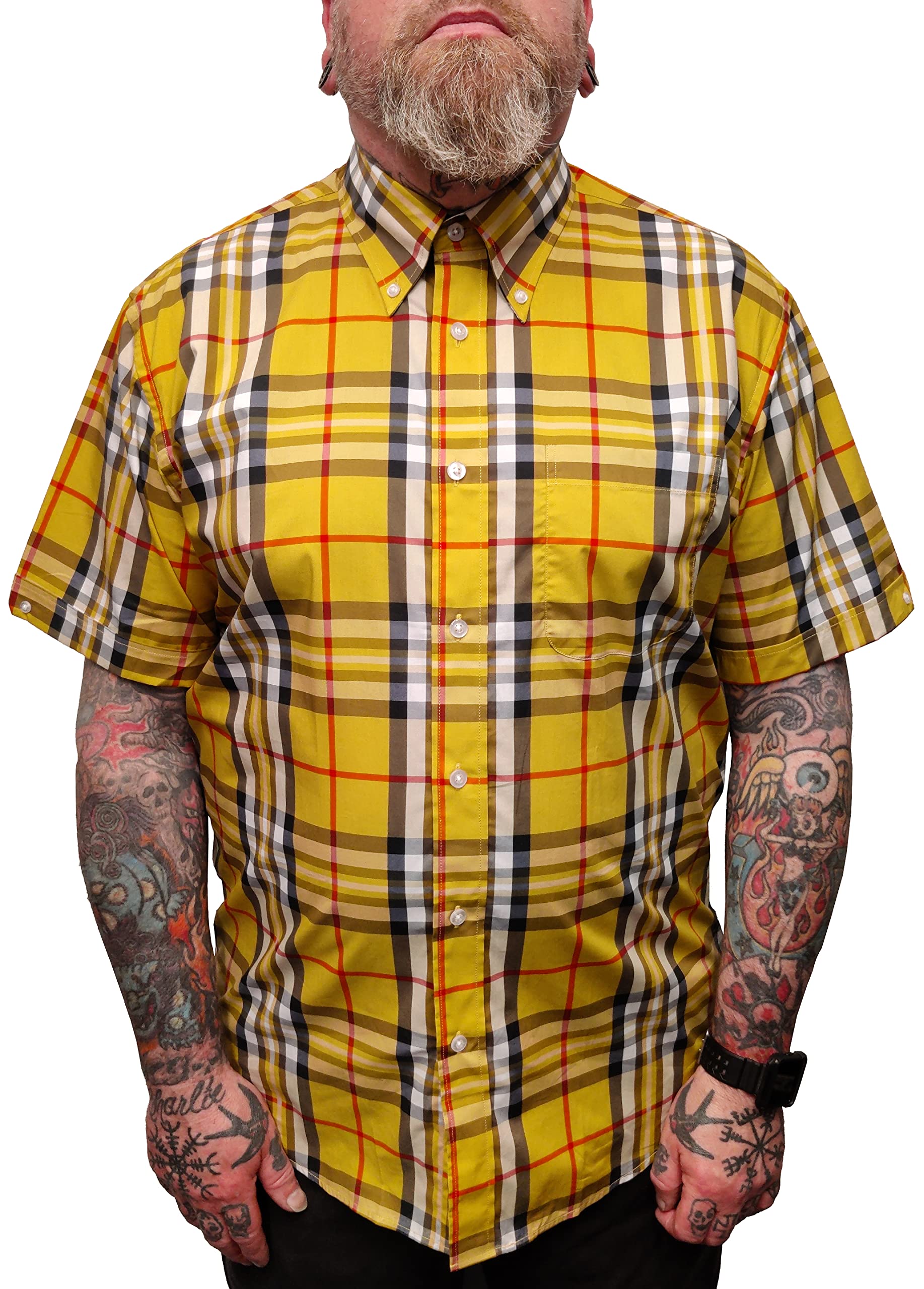 Mazeys Mens Checked Shirts (Small, Yellow Check)