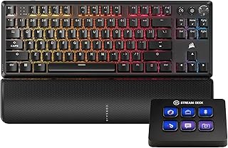 Corsair K70 CORE TKL Wireless + Elgato Stream Deck Mini Bundle - Mechanical Tenkeyless Gaming Keyboard with Studio Controller for Zoom, Teams, PowerPoint, MS Office etc, Compatible with PC/Mac