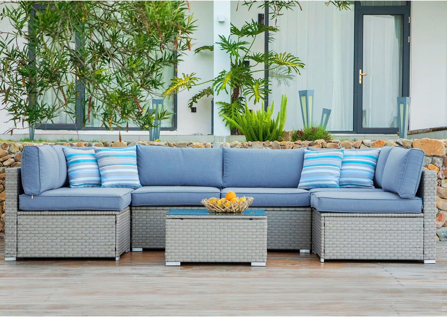 Furniwell 7 Pieces Patio Furniture Sectional Set Outdoor