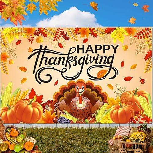 Pancarta de fondo de Acción de Gracias de otoño de alta calidad, grande, 72 x 44 pulgadas, decoraciones de Acción de Gracias, diseño clásico, tela