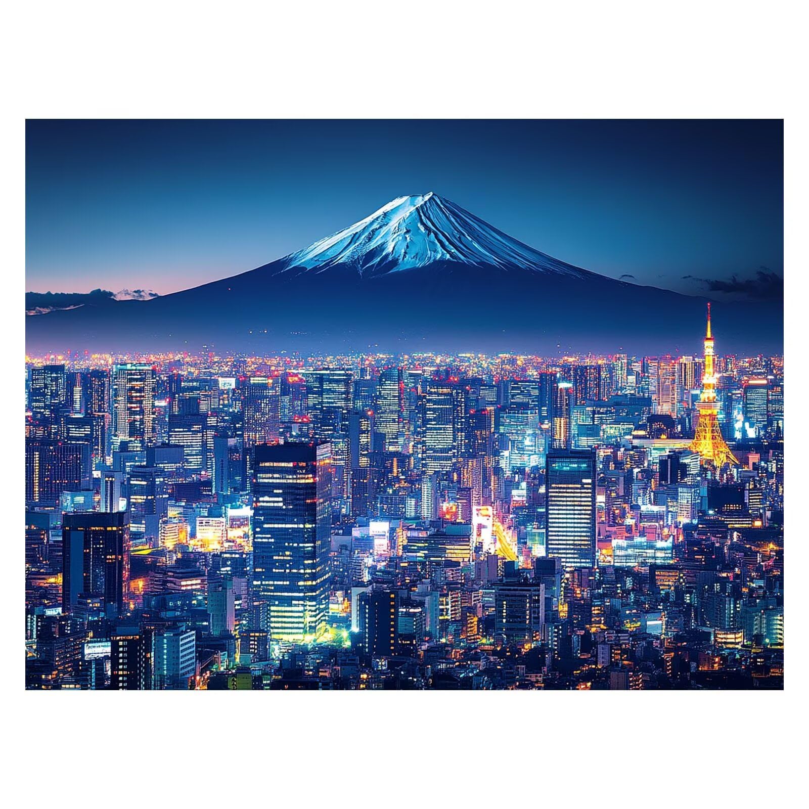 Dipingere con i Numeri Adulti Monte Fuji Tele 100x135cm ZSHS-2387 | Kit Pittura Hobby Creativi Adulti con Colori Acrilici Pennello Paittura Tela Vista Notturna per Quadri Moderni Soggiorno