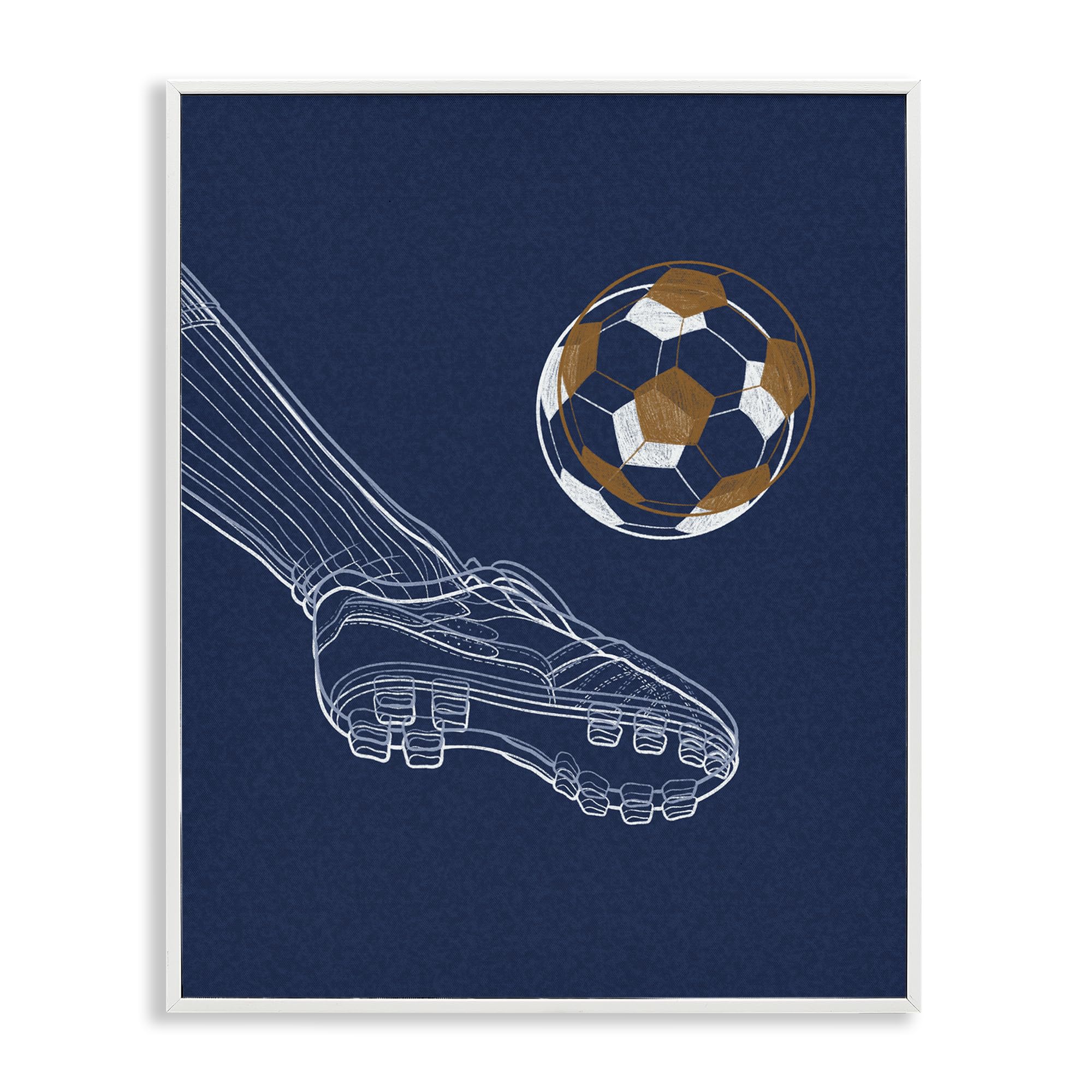 Stupell Industries Coastal White (Textured) 'Soccer Lines Contour'| Framed Giclee Art