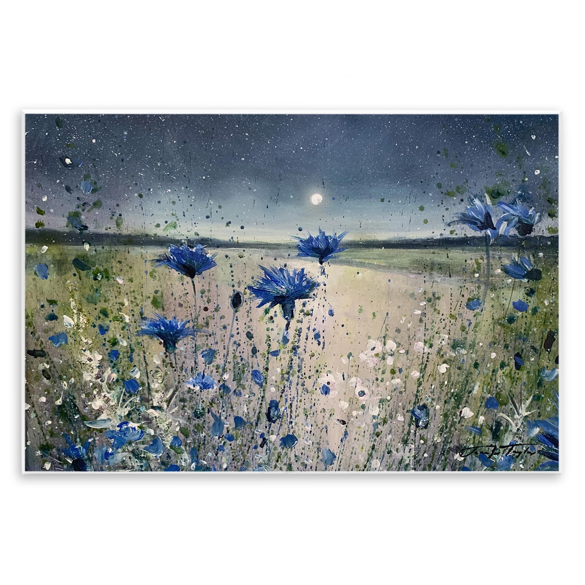Photo 1 of 'Moon over Blooming Flowers'| Wall Plaque Art