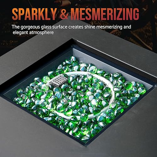 Miniatura 5 de Skyflame Diamantes de vidrio de fuego de 10 libras para paisajismo de chimeneas de hoguera, diamantes de fuego de vidrio reflectante de 12 pulgada,