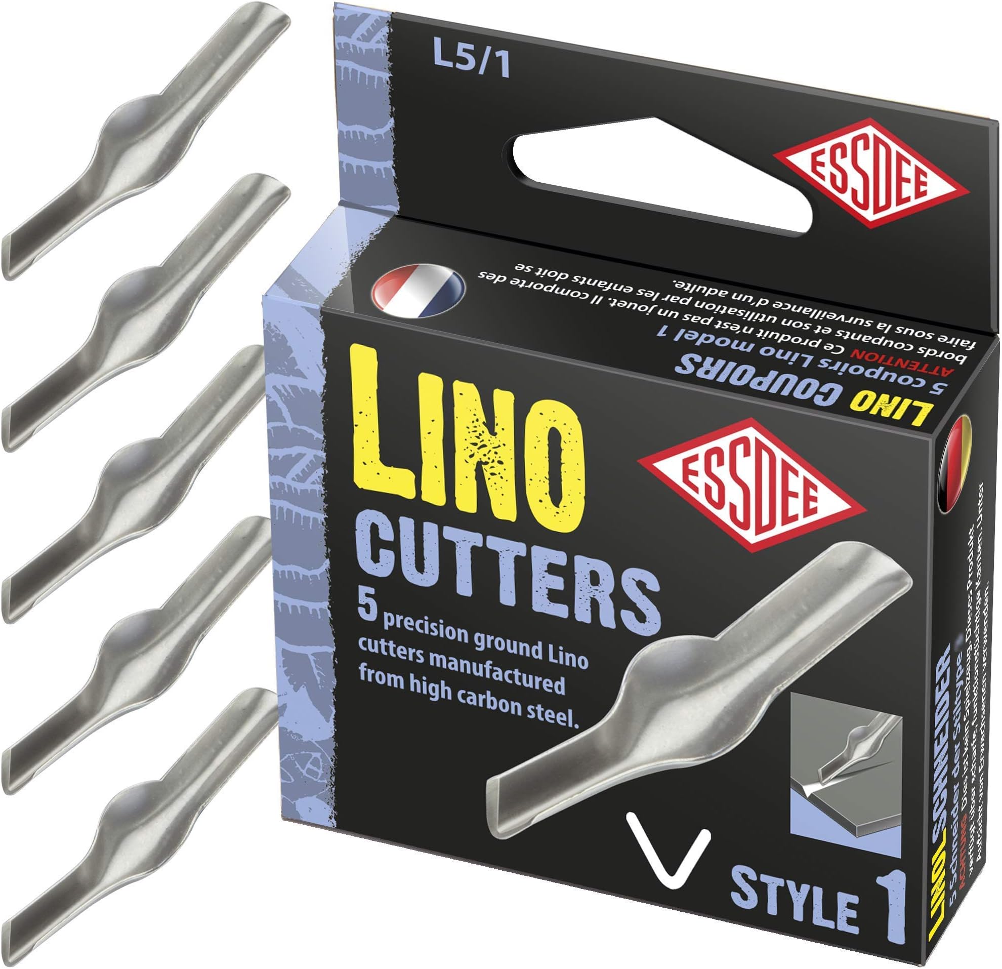 ESSDEE Lino Cutter No 1 (Box of 5) - Relief Printing Linoleum Cutter - Adults Art Tool - 5 x Lino Cutter No 1