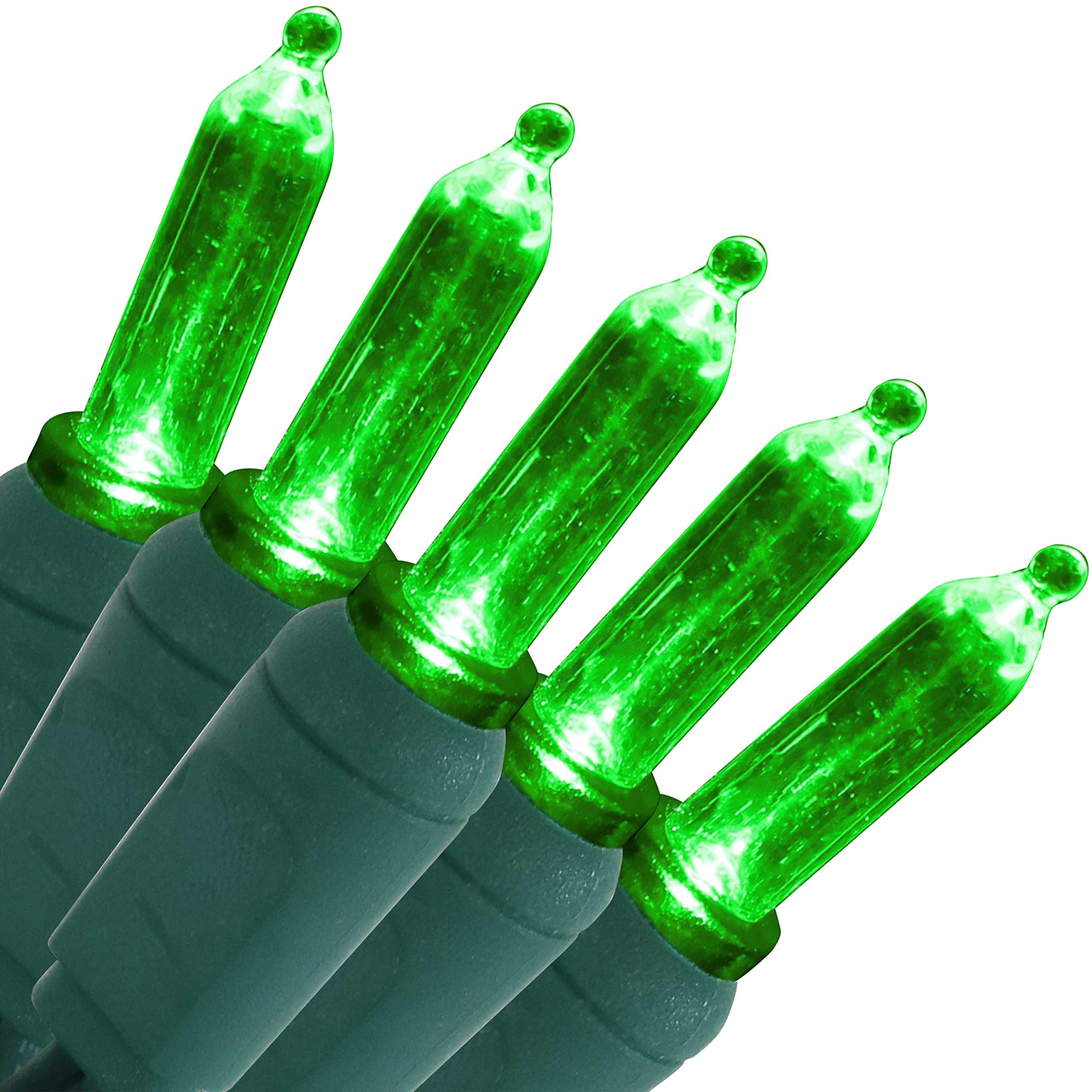 Sunnydaze 70-LED Outdoor Christmas Lights - Indoor or Outdoor String Lights - 23-Foot Lighted Length - M6 Smooth Style Bulbs - Green