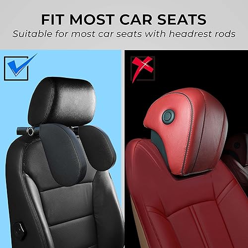 Miniatura 9 de Almohada para reposacabezas de automóvil, soporte ajustable para mejorar la postura de la cabeza y el cuello, posición del sueño, cuero suave,