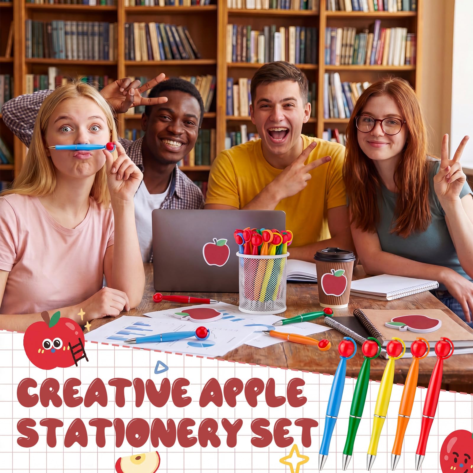 Gueevin 48 szt. prezentów z okazji powrotu do szkoły, długopisy Apple z
