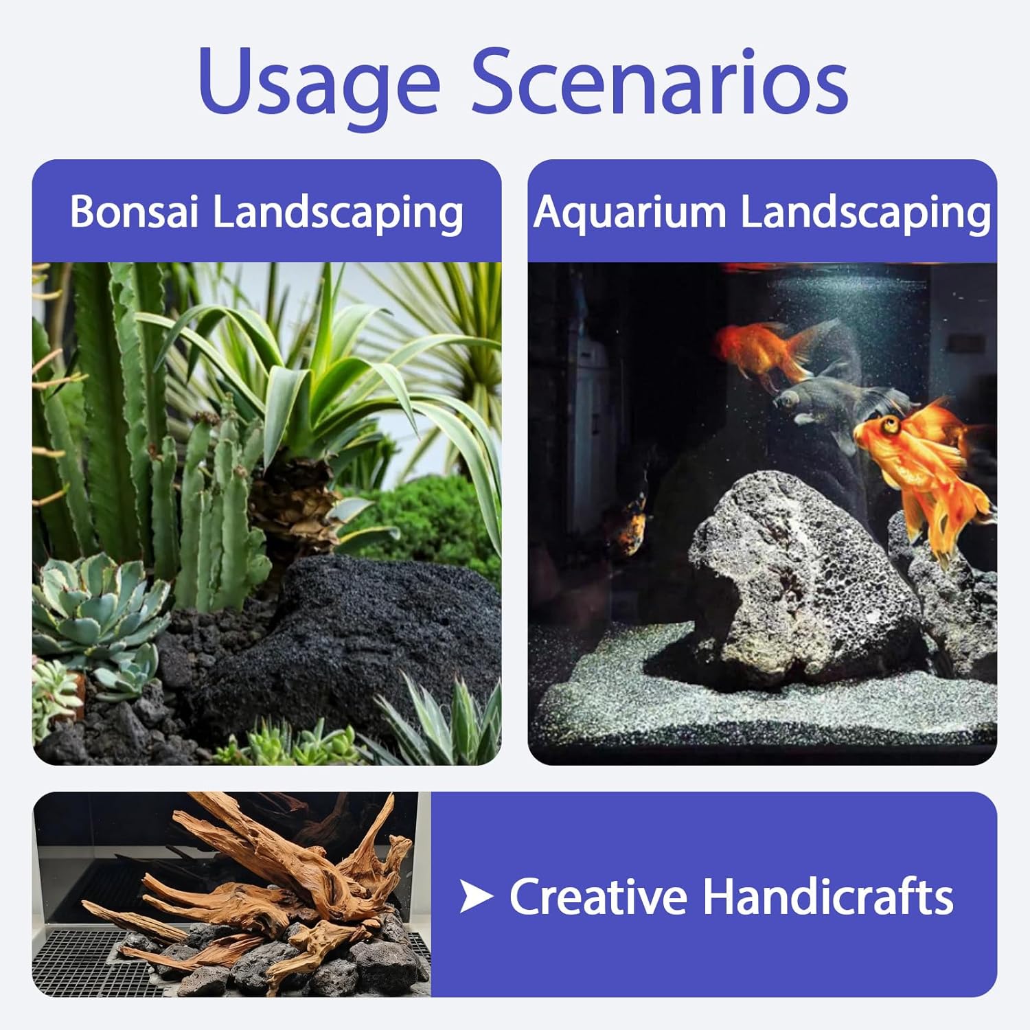 Volcanic Lava Rocks for Fish Tanks Bonsai Fire Pits Aquarium Rocks for Aquascaping,Terrariums,Bonsai,Garden Landscaping Decoration and Amphibian enclosures-10lb(4-7inches) 6-9pcs