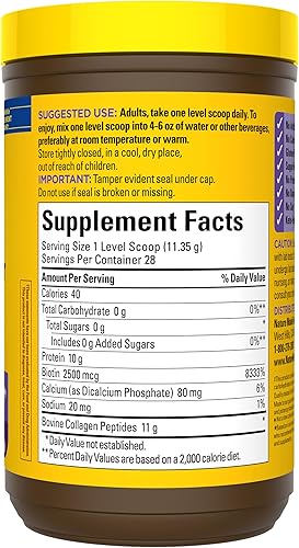 Miniatura 8 de Nature Made - Péptidos de colágeno en polvo tipo 1 y 3, polvo de colágeno para el apoyo de las articulaciones sin sabor, sin azúcar, apto para keto