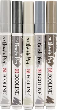 Ecoline Talens Brush Pen, Lemon Yellow 205, Flexible Brush Tip Marker