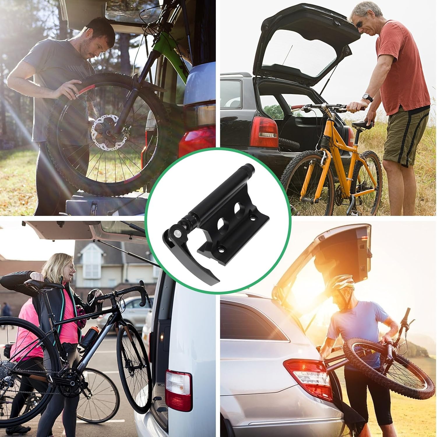 Bike Fork Mount Quick Release Fixing Clamp Black Compact Front Wheel Rack Holder for Car Bicycle Transport and Storage