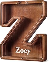 Vista 15 de SummiDate Alcancía de madera de letra para niños y niñas, Alfabeto, regalo de cumpleaños para niños (W)