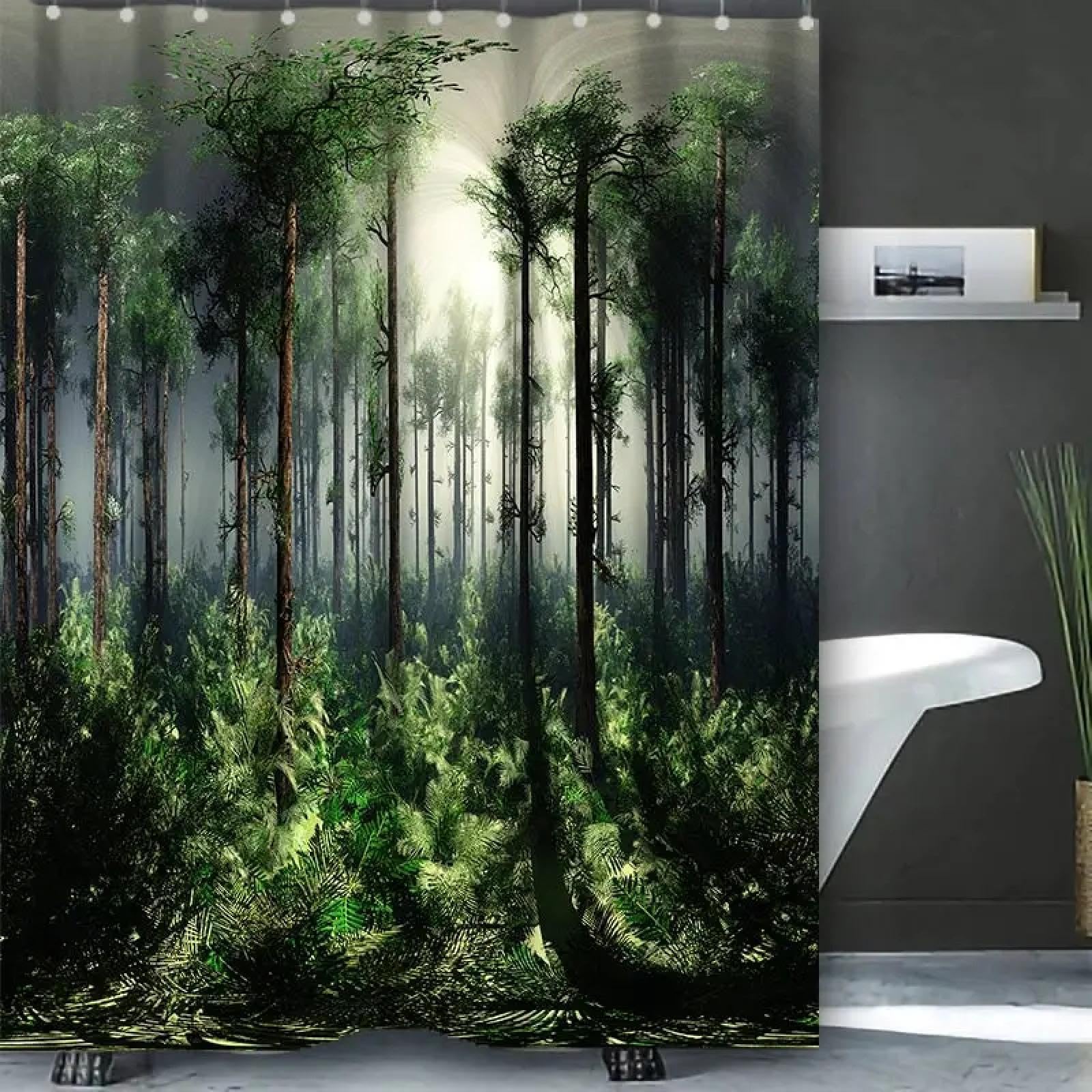 Rideau de douche paysage naturel cocotiers grand format 300x200 imperméable