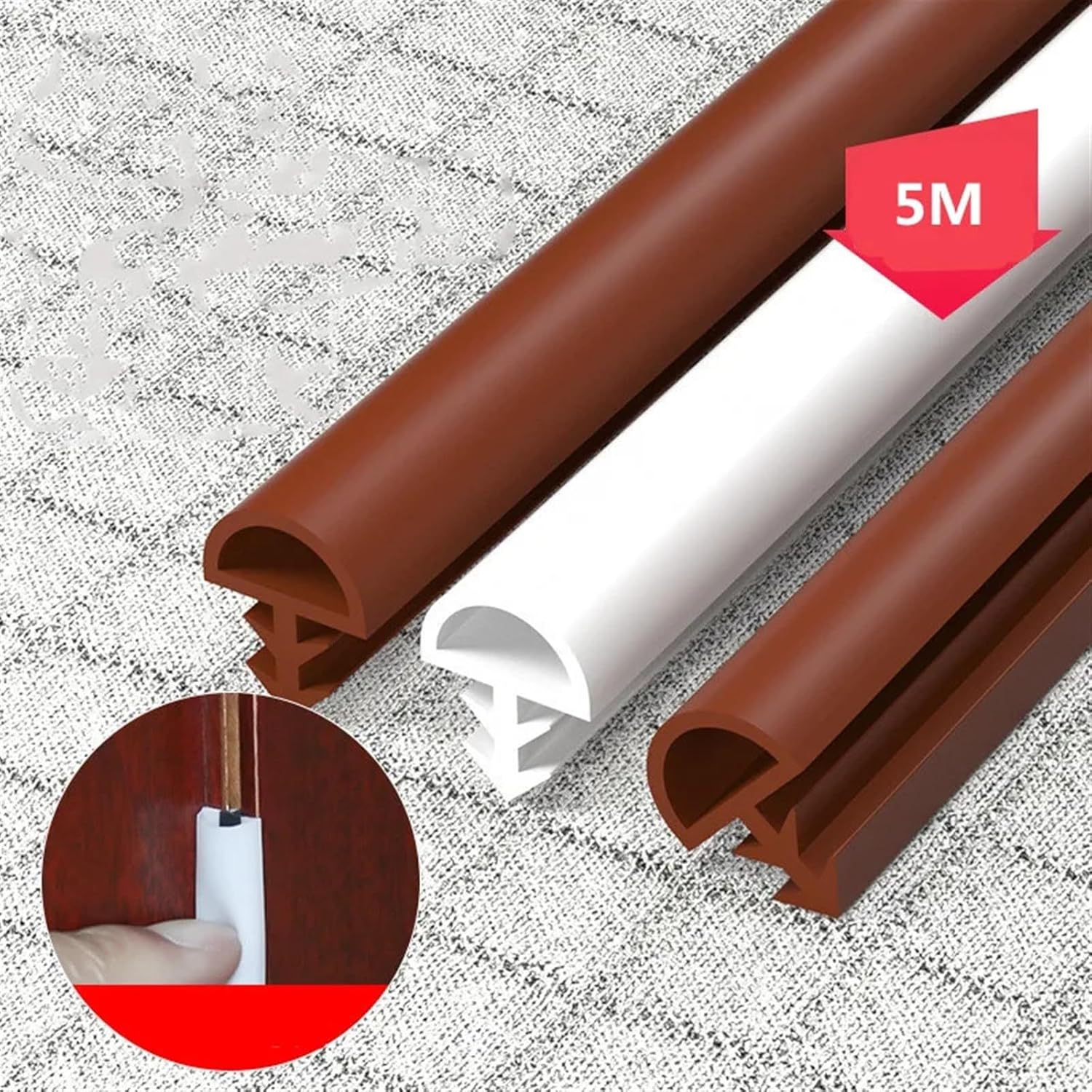 5M Wooden Door Thong Crash Bar Article Window Doors and Windows Sealing Trip Windproof Card Slot Capitales(Brown 8x5 mm)