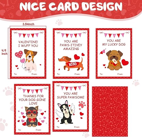 Miniatura 3 de TooyBing Caja del día de San Valentín, paquete de 33 tarjetas de San Valentín para niños, escuela y buzón de cachorro de perro para intercambio de