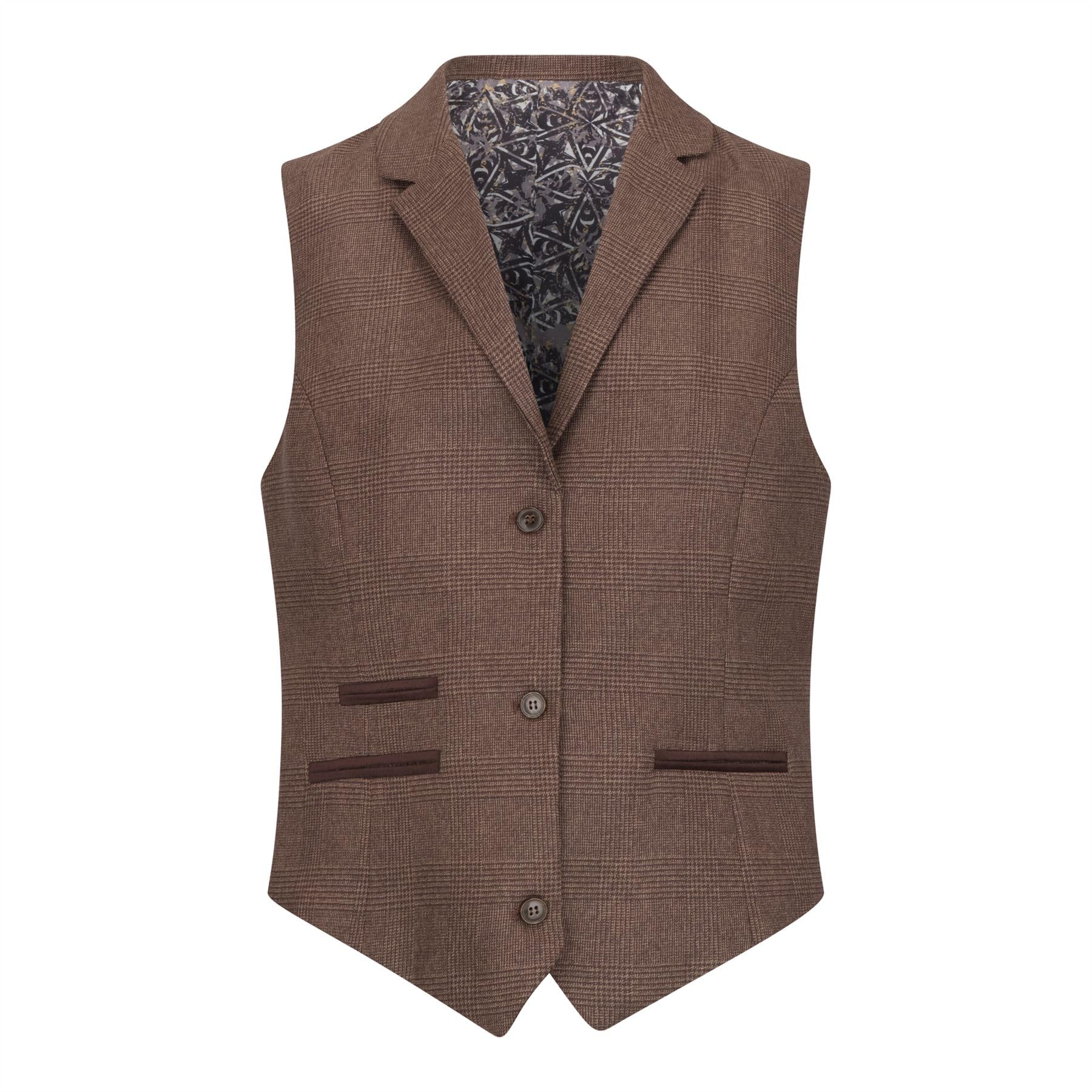 TruClothing.com Damen Anzug 3 Teilig Braun Preis von Wales Karo Tailored Fit Business Formal Damen Kleid