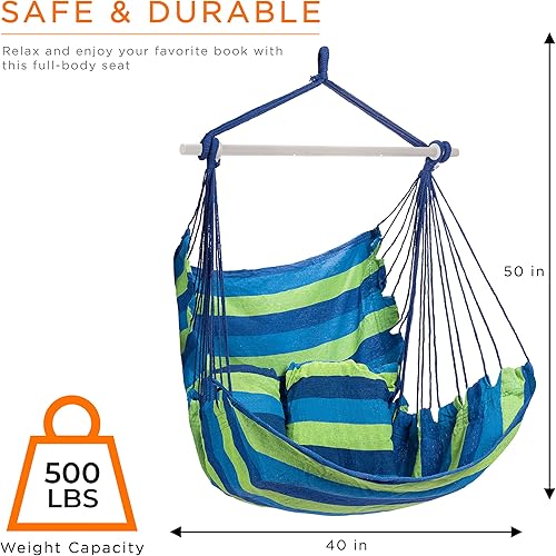 Miniatura 3 de Silla hamaca mecedora Sorbus colgante de una cuerda para cualquier espacio interior o al aire libre - Carga máxima admisible 265 libras 120 kilos -