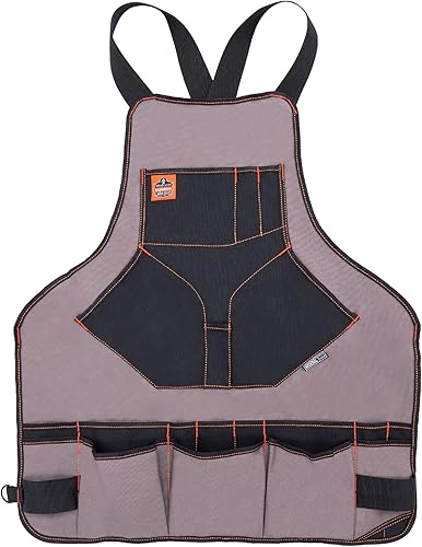 Ergodyne - 13694 Arsenal 5704 Delantal de trabajo con longitud de torso, 22 bolsillos, color gris