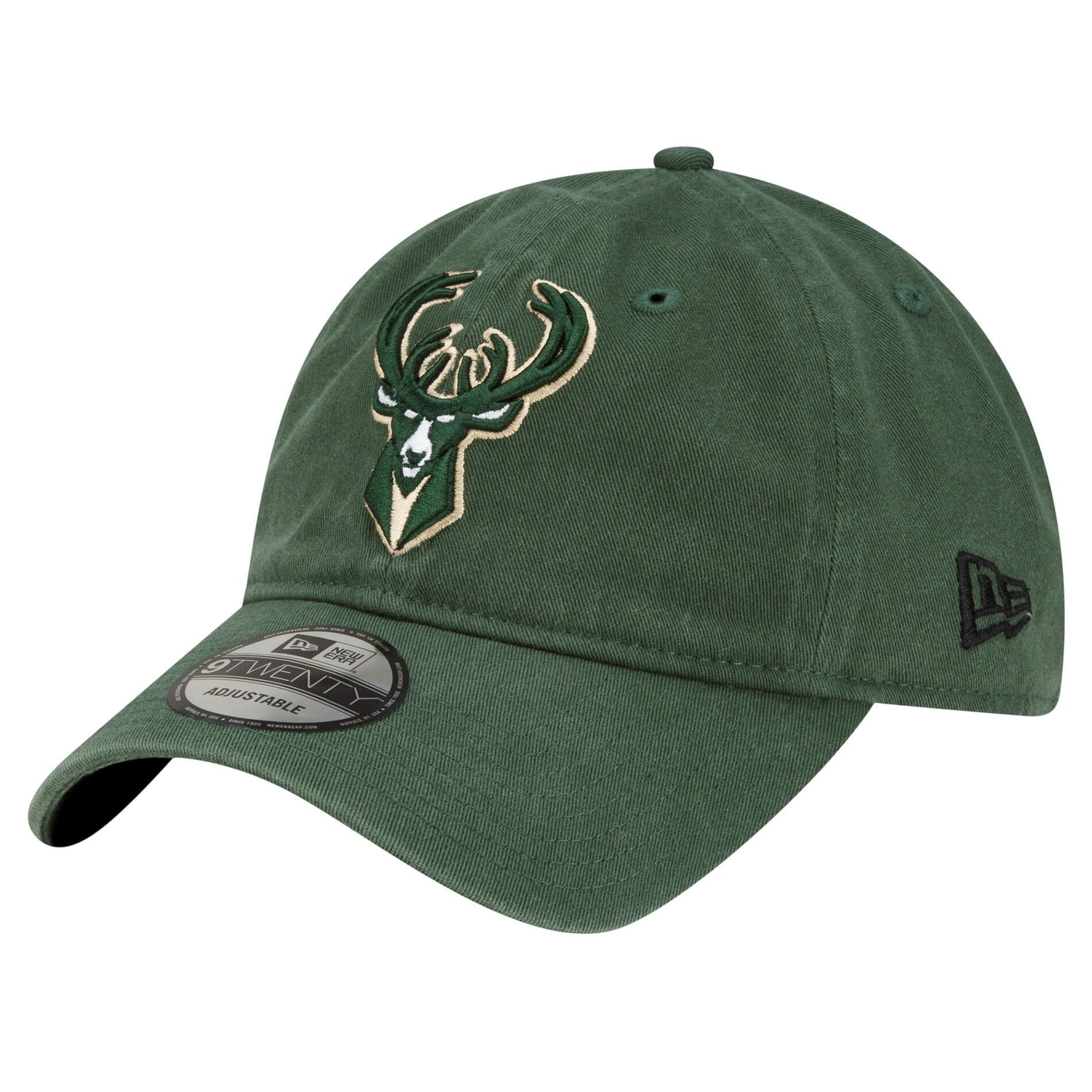 New Era Unisex-Adult NBA Core Classic 9TWENTY Basketball Team Color Adjustable Hat Cap One Size Fits All, Milwaukee Bucks, One size