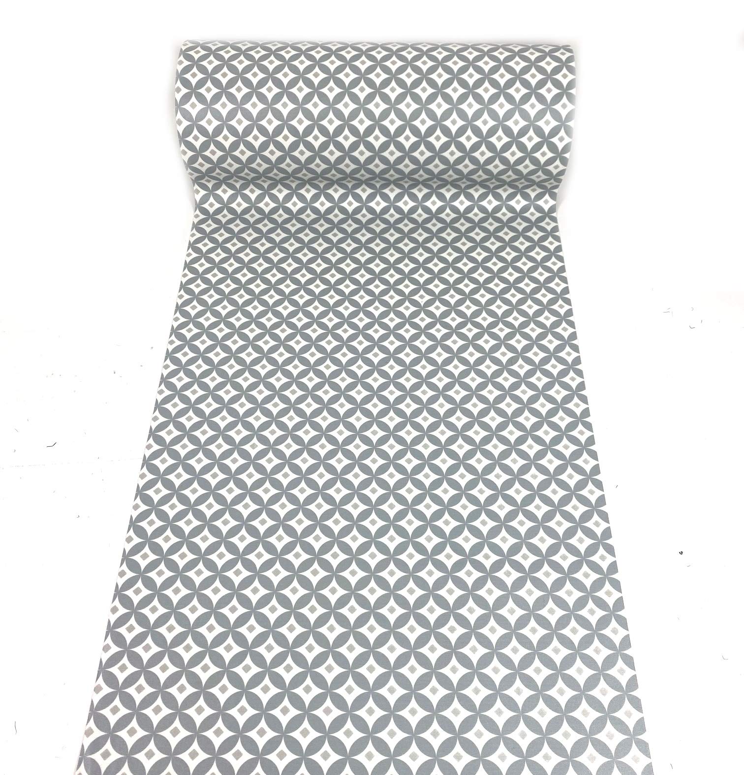 De'Carpet Vinilo PVC A Medida Alfombra FÁCIL Limpieza Antideslizante Rombos Gris (65cm Ancho) (3 Metros)