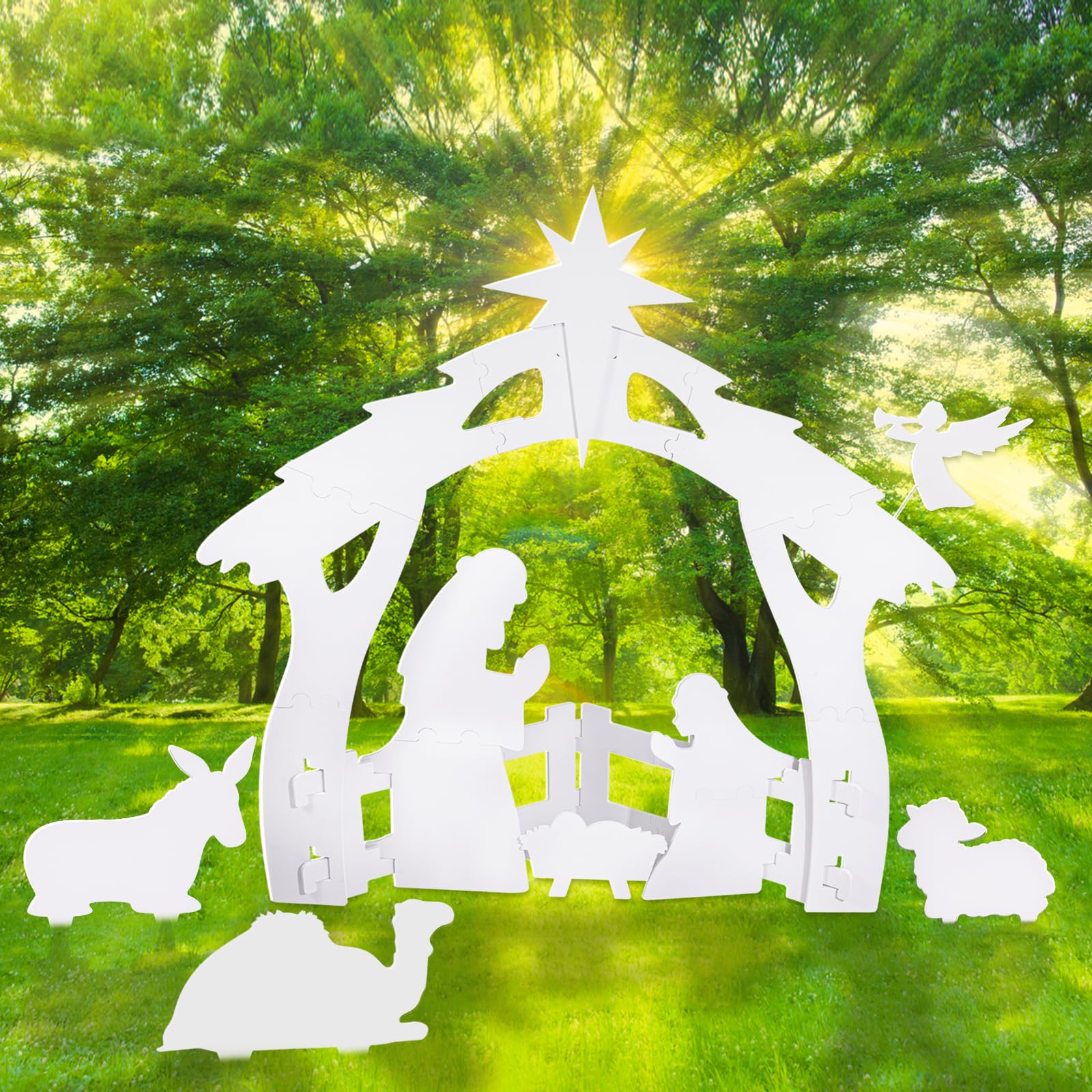 Pvc Nativity Ponamfo Large Nativity Scene Outdoor Decor - 5Pcs 50