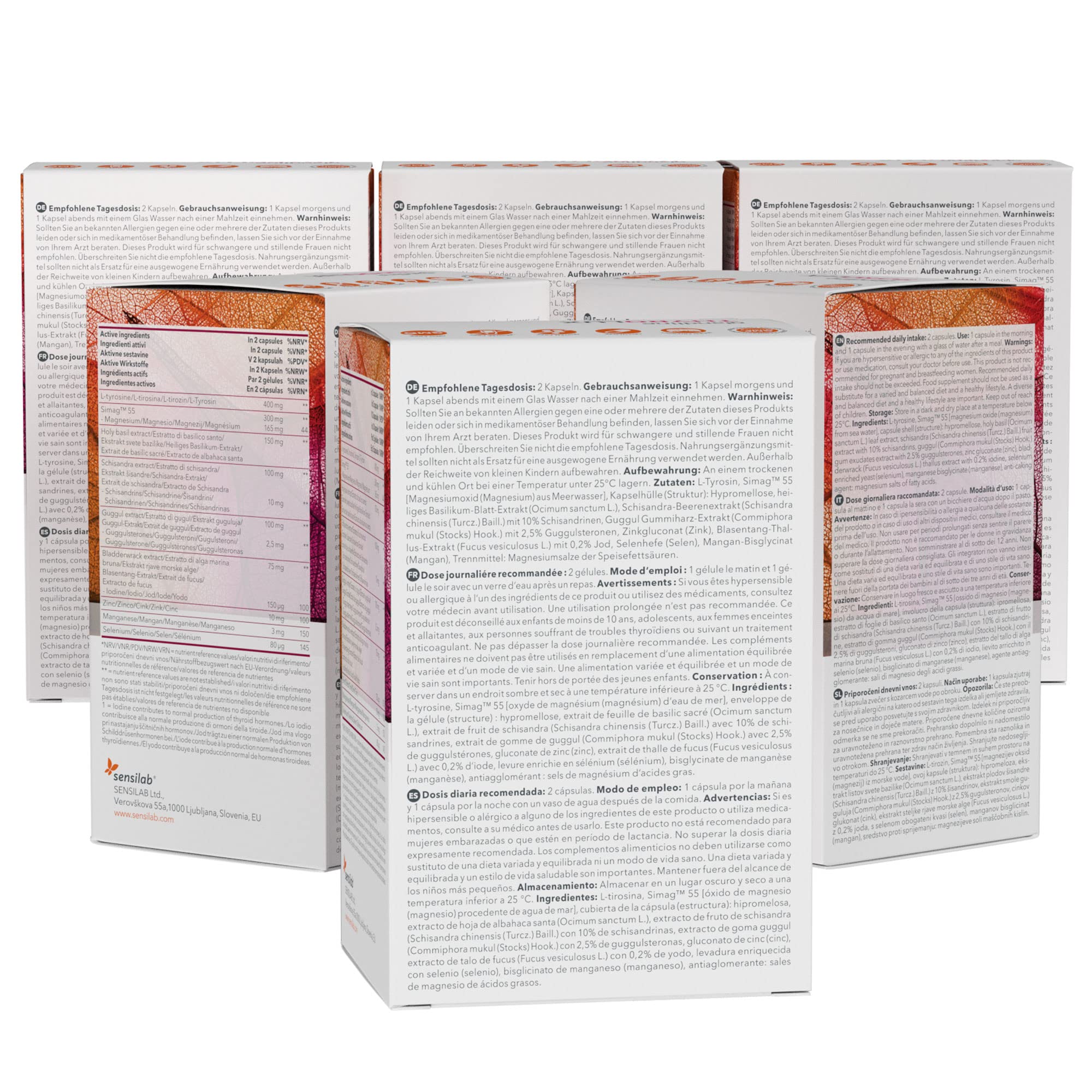Tiroide - Compresse di iodio - L tirosina, Iodio, Selenio, Magnesio, Schisandra, Zinco- Nutrienti e minerali di origine vegetale - 360 capsule - Thyrolux Sensilab