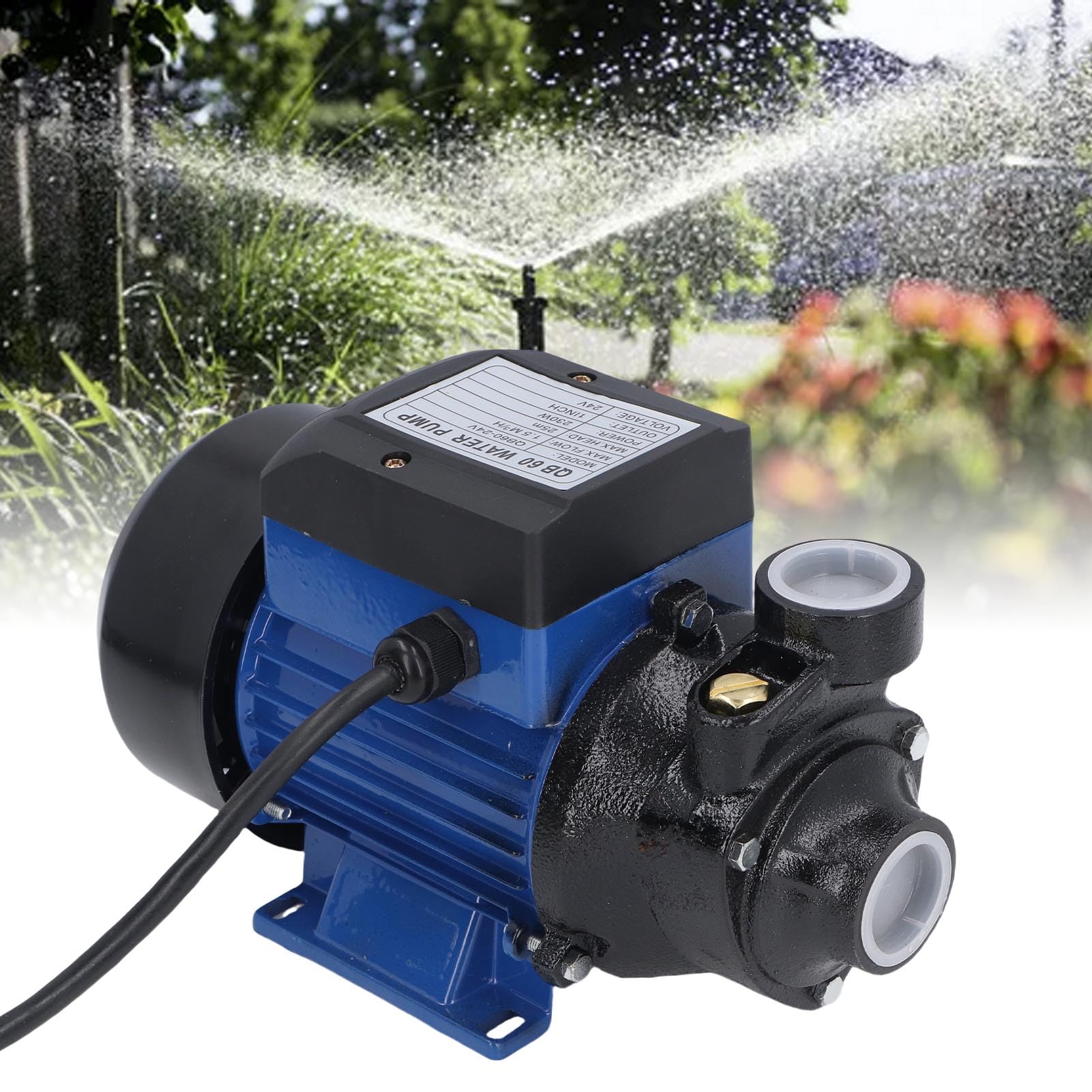 Pompa per Pozzo Solare da 230 W, Pompa per Irrigazione Sommergibile in Ghisa con Prevalenza da 25 M, per Trasferimento Acqua con Doppio Cuscinetto a Sfera per Irrigazione del Prato del