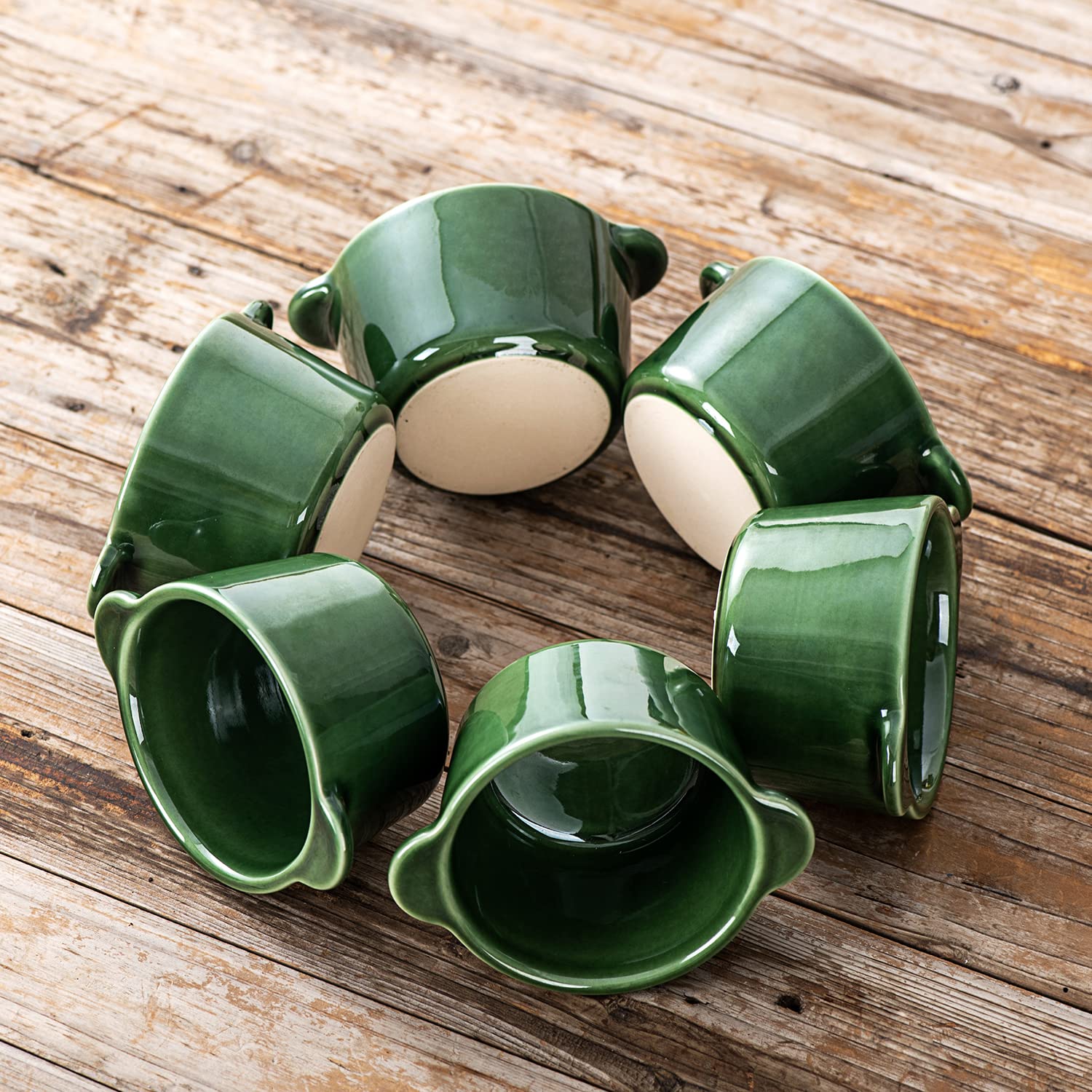 VICRAYS - Cuencos de cerámica de ramequines para crema brulee, mini tazas de natillas de 8 onzas, cuencos seguros para horno, platos de soufflé para hornear cacerolas individuales, juego de 6, color