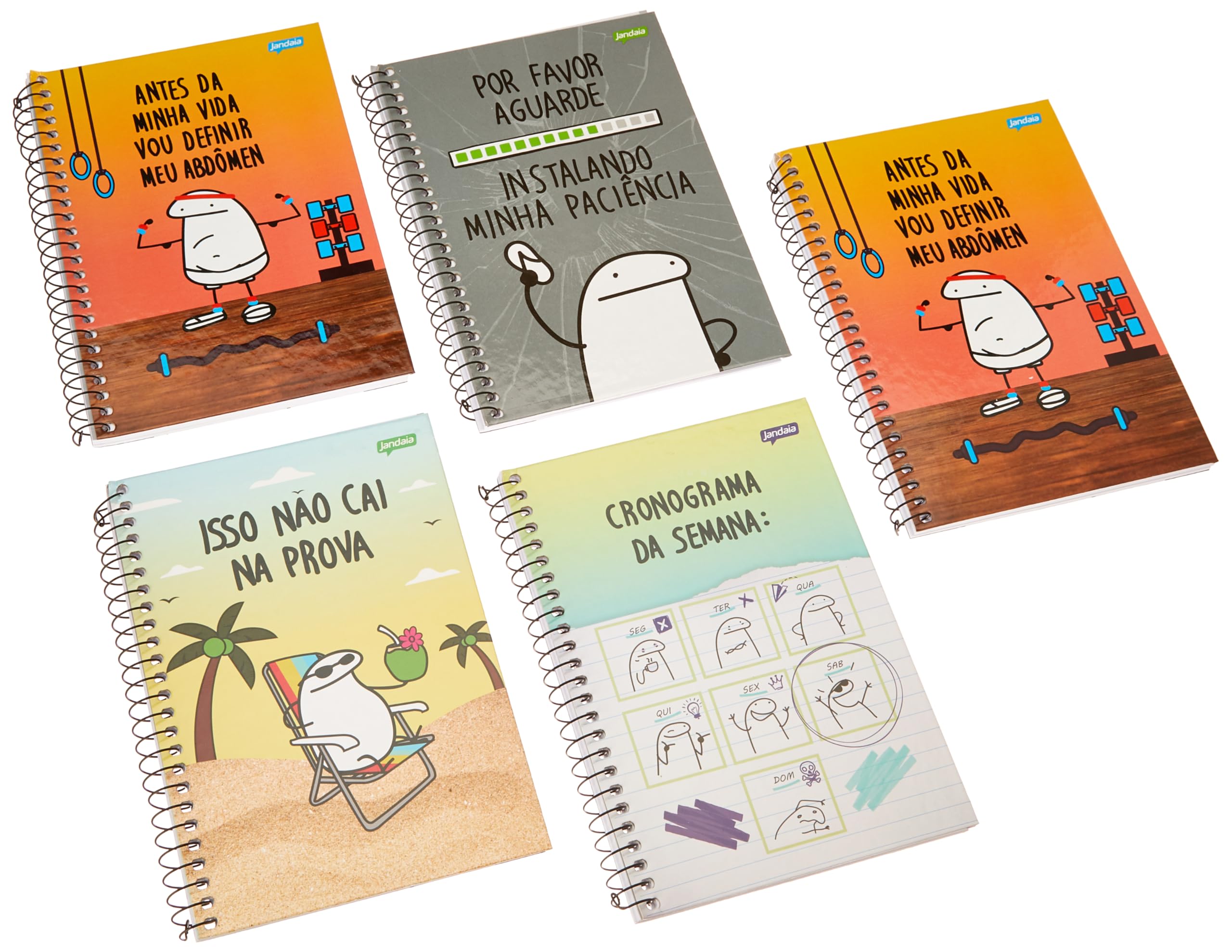 Kit de Cadernos, Pequeno 1/4, Capa Dura, Espiral, Flork, 80 Folhas ...