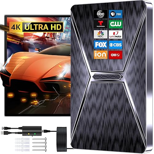 2025 Upgraded Indoor TV Antenna for Smart TV, 1800+ Miles Range Digital HDTV Antenna for Local Channels with Signal Booster Amplifier, Supports 4K 8K 1080p All TVs - 38FT Coax Cable