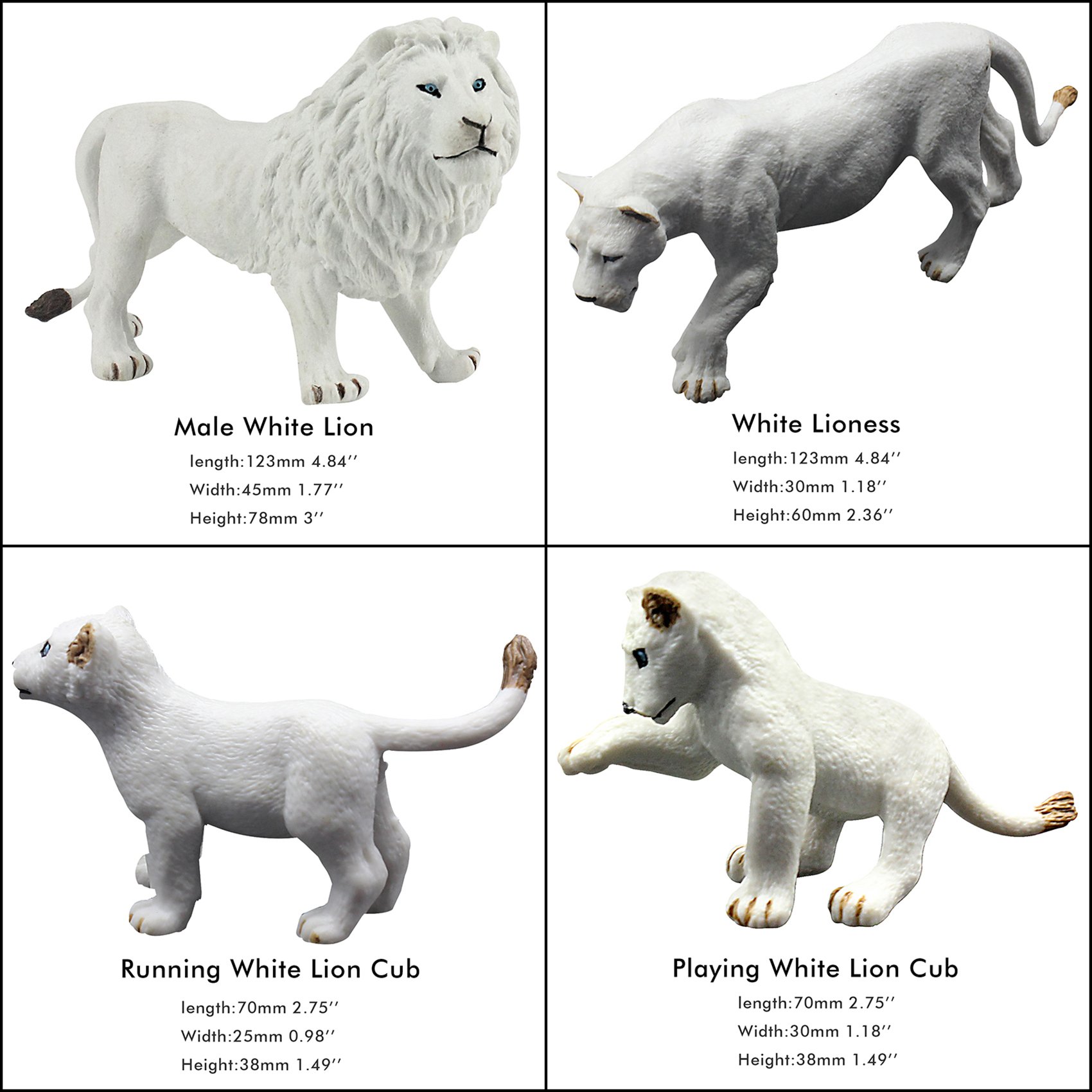 Musykrafties, statuine di plastica a forma degli animali della giungla africana. Set di gioco di statuine realistiche Lions 13-pieces