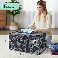 Vista 4 de BALEINE Bolsa de almacenamiento extragrande con cremalleras y asas de transporte, bolsas de mudanza de tela Oxford de alta resistencia