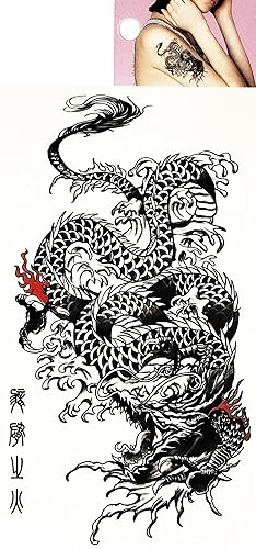 Tatuajes temporales de dragón negro 3D para hombres y mujeres, arte de dibujos animados, pintura sexy cuerpo festivo, suministros de fiesta,