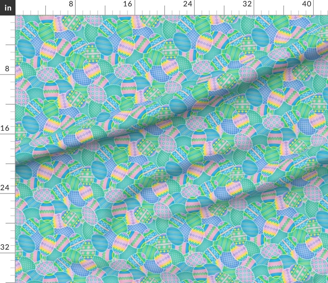 Spoonflower Fabric - Colorful Eggs Egg Easter Bunny Holiday Chick Chicken Spring Printed on Petal Signature Cotton Fabric by The Yard - Sewing Quilting Apparel Crafts Decor