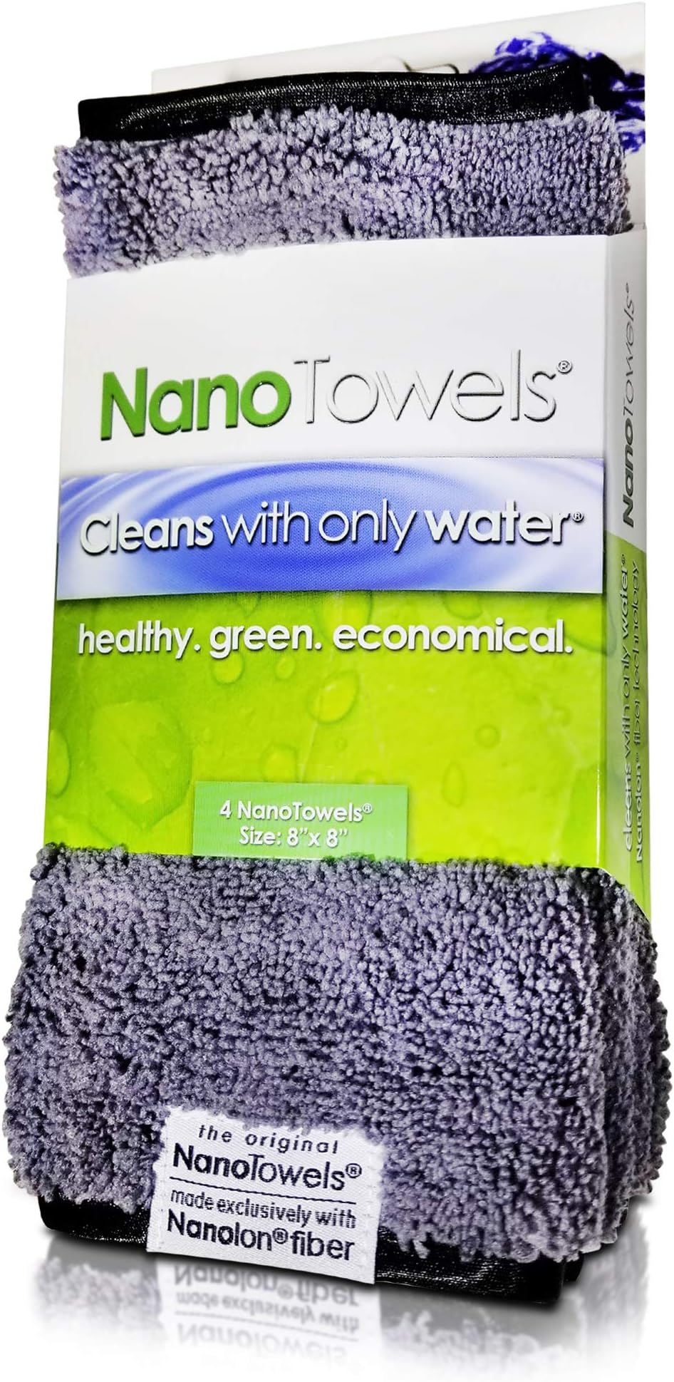 Nano Towels Minis - Amazing Eco Fabric that Cleans Virtually Any Surface with Only Water. Travel Size. No More Paper Towels Or Toxic Chemicals. 4-Pack (8x8, Grey)
