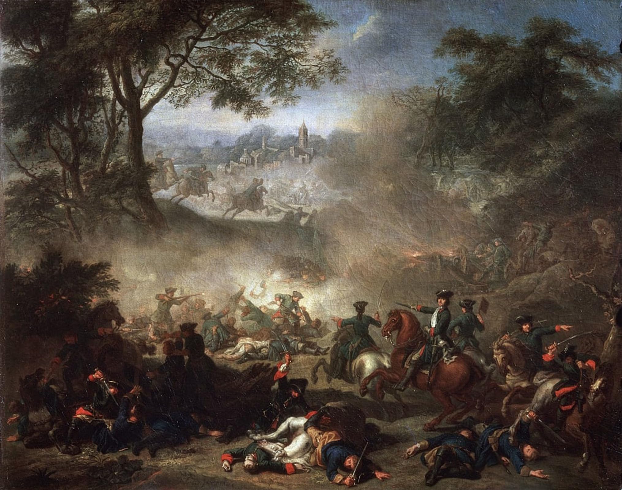 ARTXLXXBN Famous Prints Artwork Pictures Poster Painting Art the Battle of Lesnaya by Jean Marc Nattier Artwork Landscape Pictures for Home Decor 60x90cm