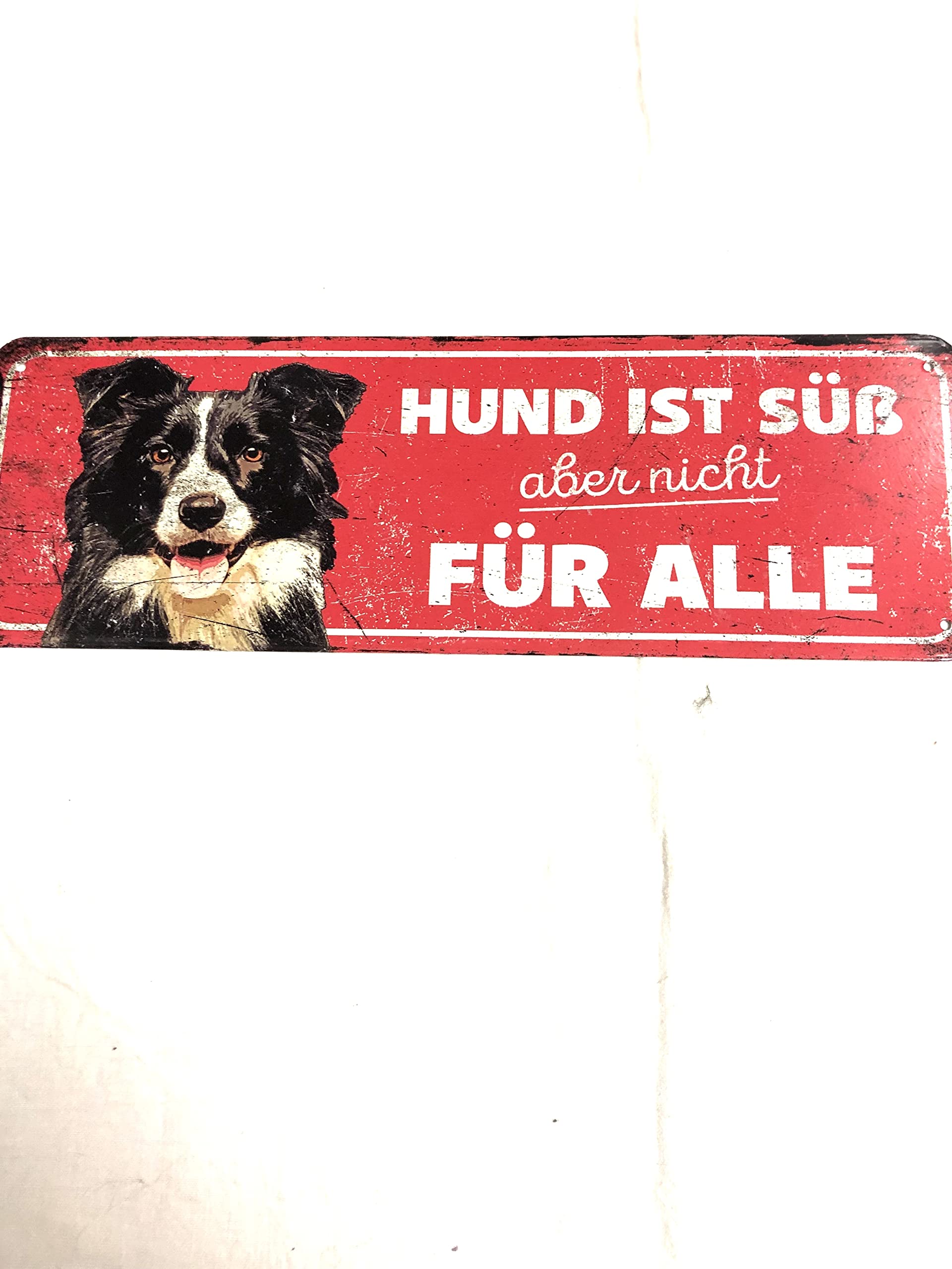 D&D Home, Collie Warning Sign 40 x 13 x 0.2 cm Red, Sign, Red, Dog, rouge, 40 x 13 x 0,3 cm