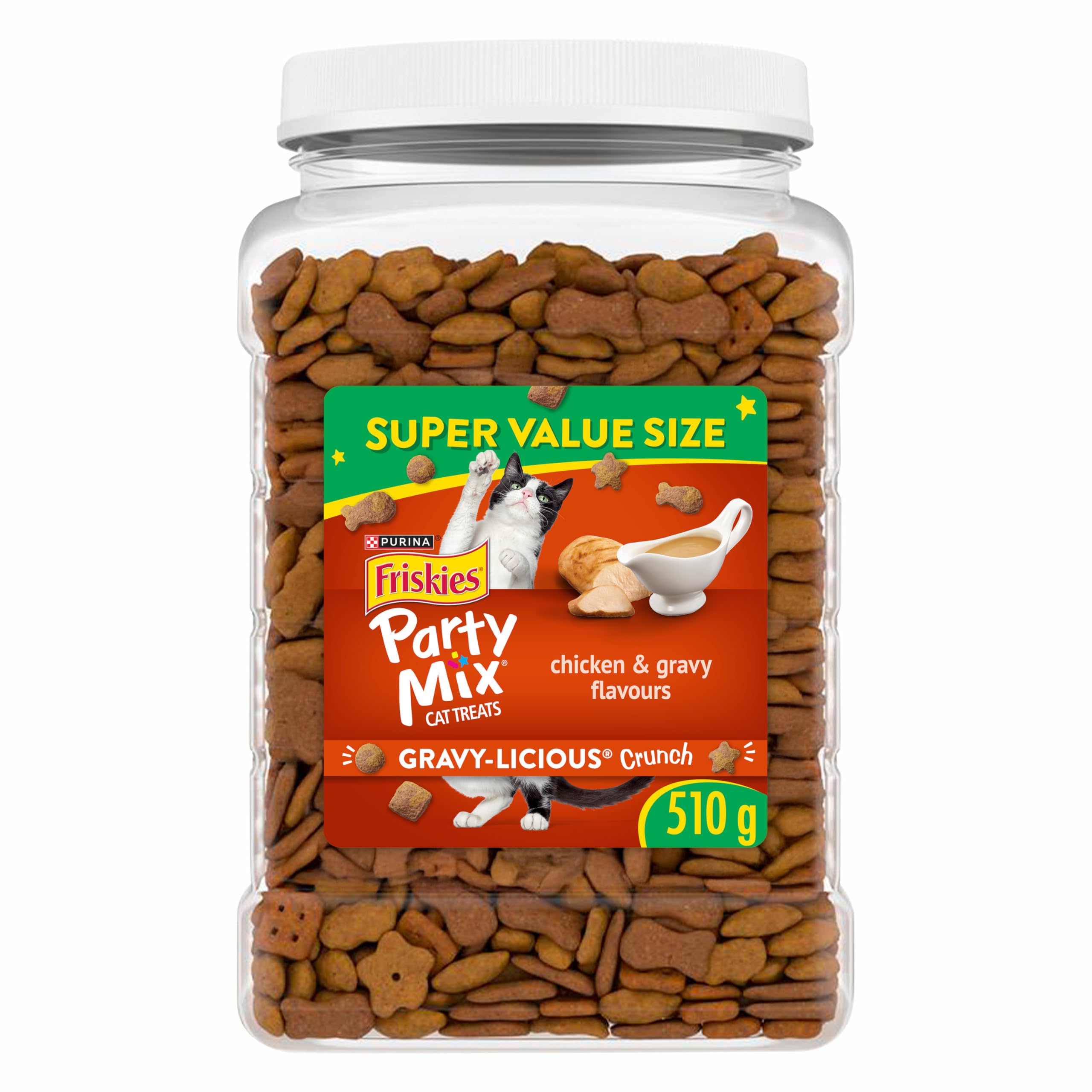Friskies Party Mix Cat Treats, Gravy-Licious Crunch Chicken and Gravy - 510 g Cannister (3 Pack) - 2