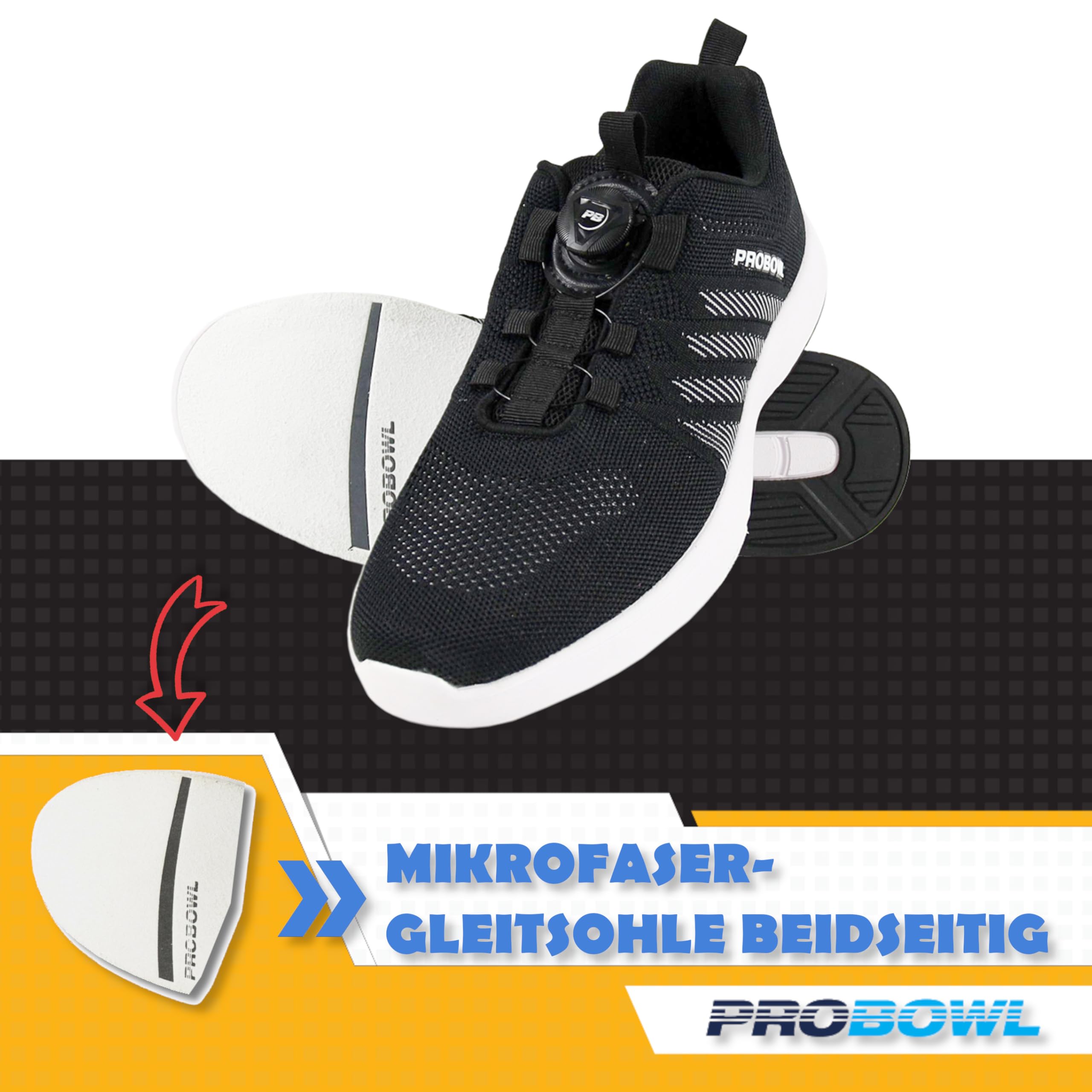 EMAX | Pro Bowl - Supro - buty do kręgli dla mężczyzn i kobiet i dorosłych | buty do kręgli z systemem sznurowania Fit-Go, czarno-biały, 39.5 EU