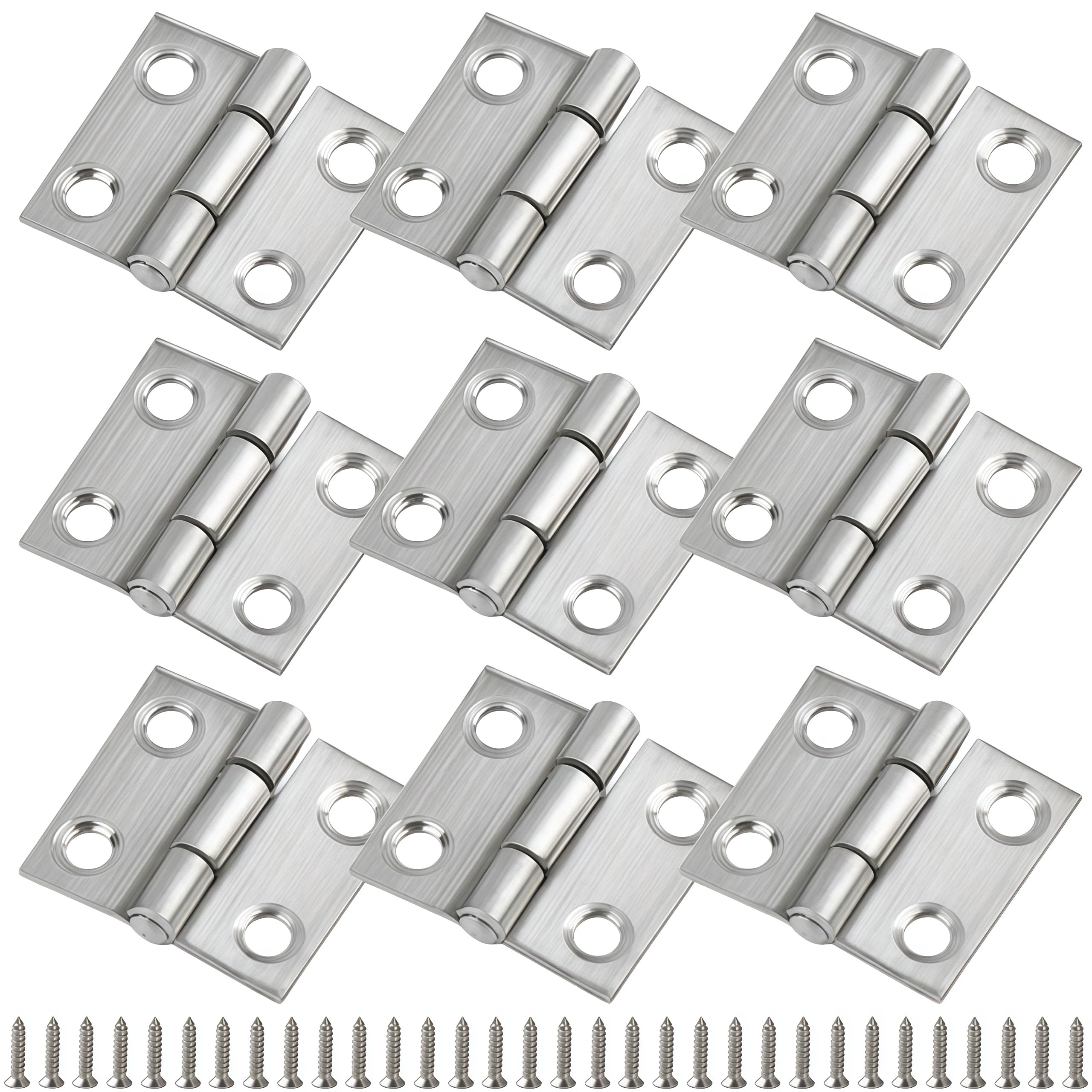 Vbnexyr Regular 9 Pack Stainless Steel Cabinet Folding Hinges For Wooden Doors And Small Cabinets Smooth Opening And Closing Suitable For Jewelry Wooden Items And Chests 304 Stainless Steel Standard 1 Inch Model
