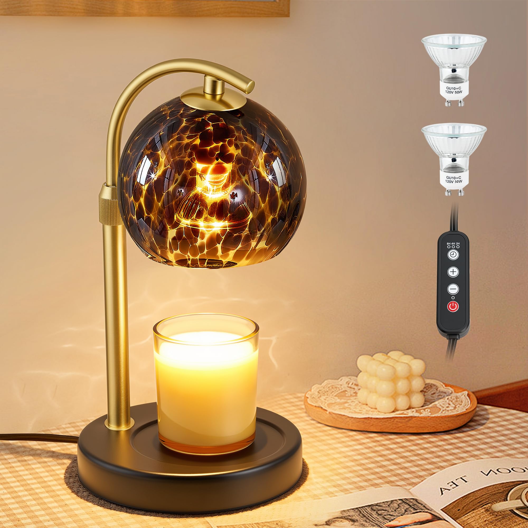 Womens Gifts for Christmas Candle Warmer Lamp, Dimmable Scented Wax Melt Warmer with Timer, Housewarming Gifts for Home Bedroom Decor, Xmas Birthday Gifts for Mom, 2 Bulbs