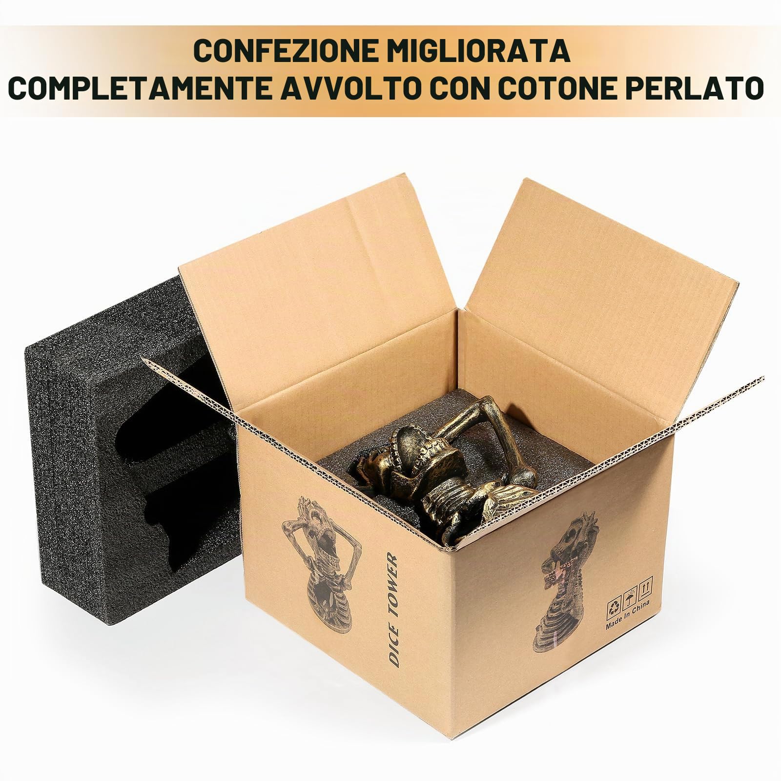 DNDND Torre di dadi a forma di teschio, torre per giochi da tavolo e giochi di ruolo da tavolo Dungeons and Dragons (teschio)