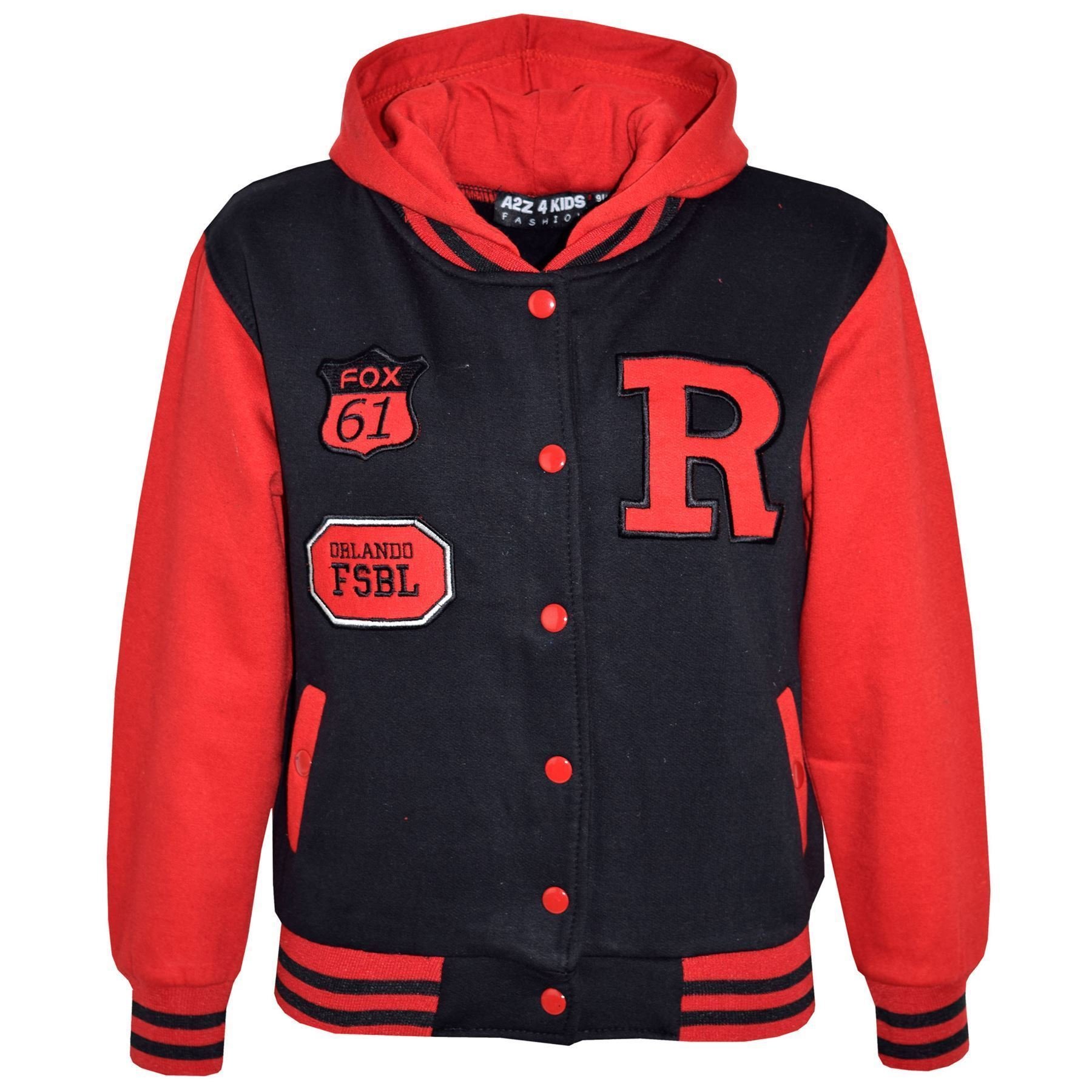 A2Z 4 Kids Veste Baseball à Capuche FOX Varsity - Enfants Garçons Filles 2-13 Ans - Style Streetwear Décontracté - Manteau Longues Manches