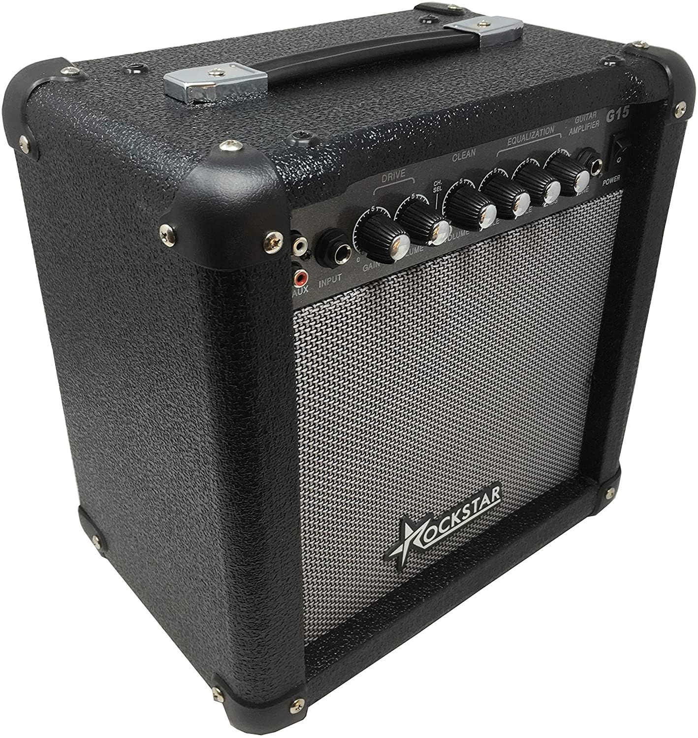 ROCKSTAR MUSIC - Amplificador de Guitarra Eléctrica G15 | 15W Potencia | Altavoz 8 Pulgadas | Canales Clean y Drive | Salida Auricular, Entrada Auxiliar RCA